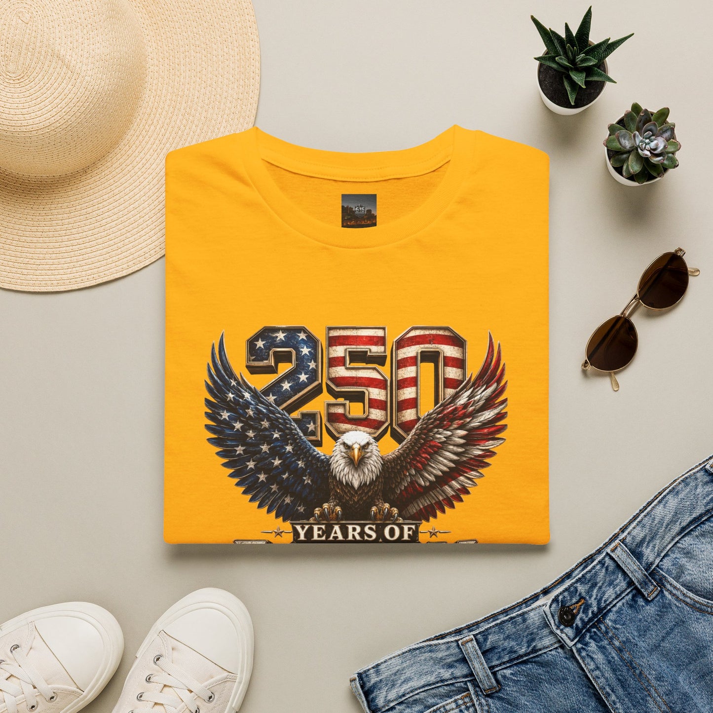 #250 250 Years of Freedom Eagle Patriotic American Flag Anniversary (1776–2026) T-Shirt