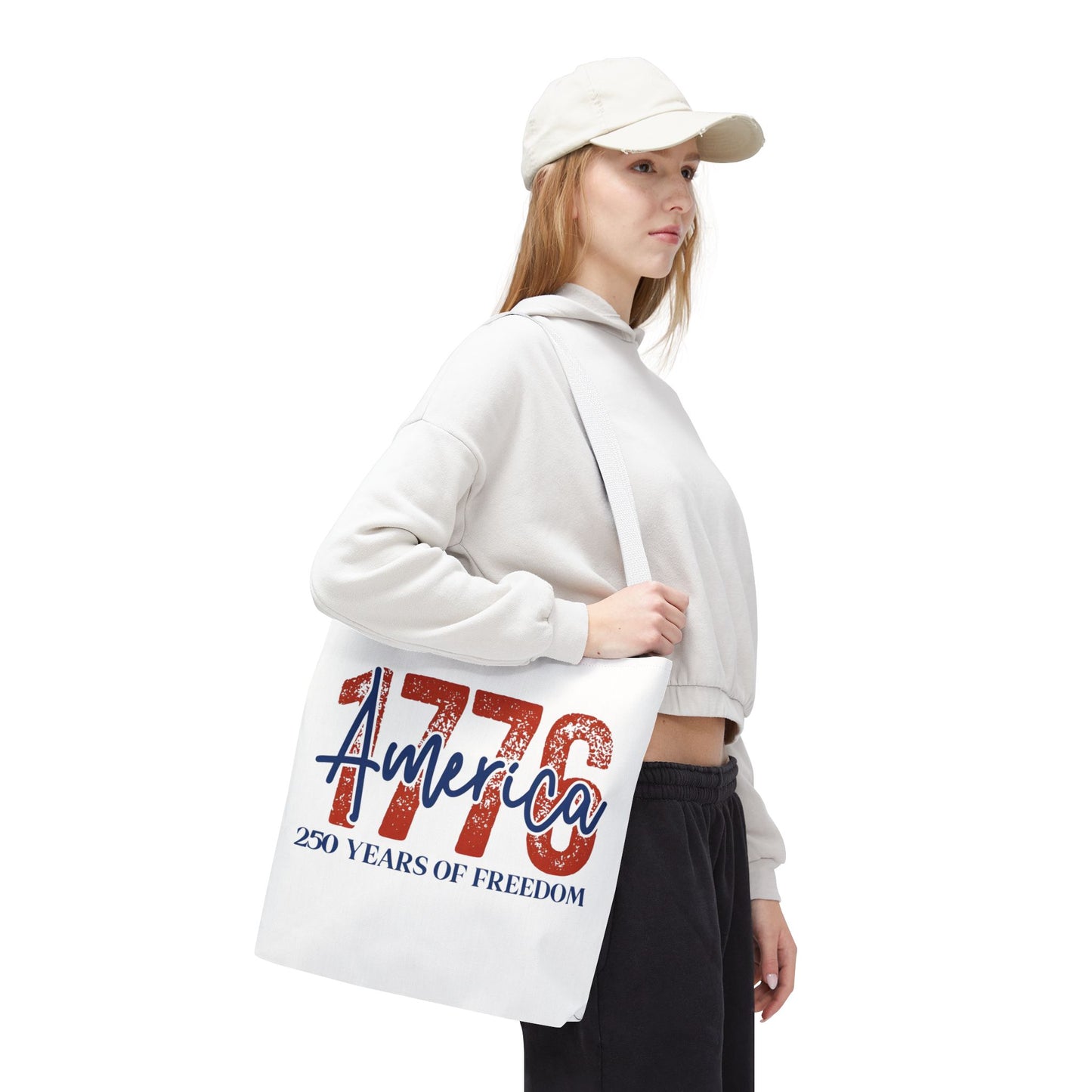 #250 1776 America: 250 Years of Freedom' Patriotic Independence Day Tote Bag