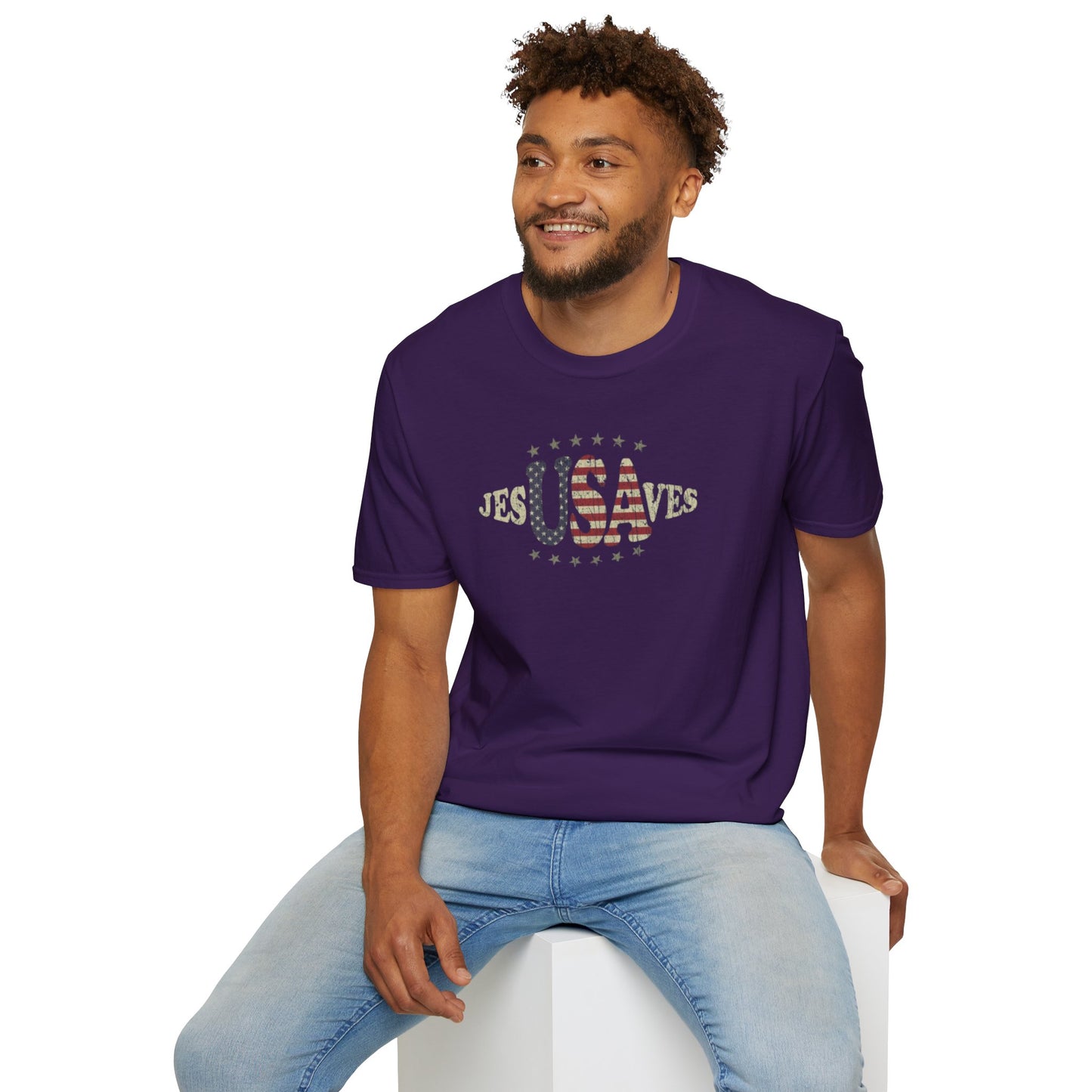 JesUSAves Patriotic T-Shirt — American Flag Christian Faith Tee