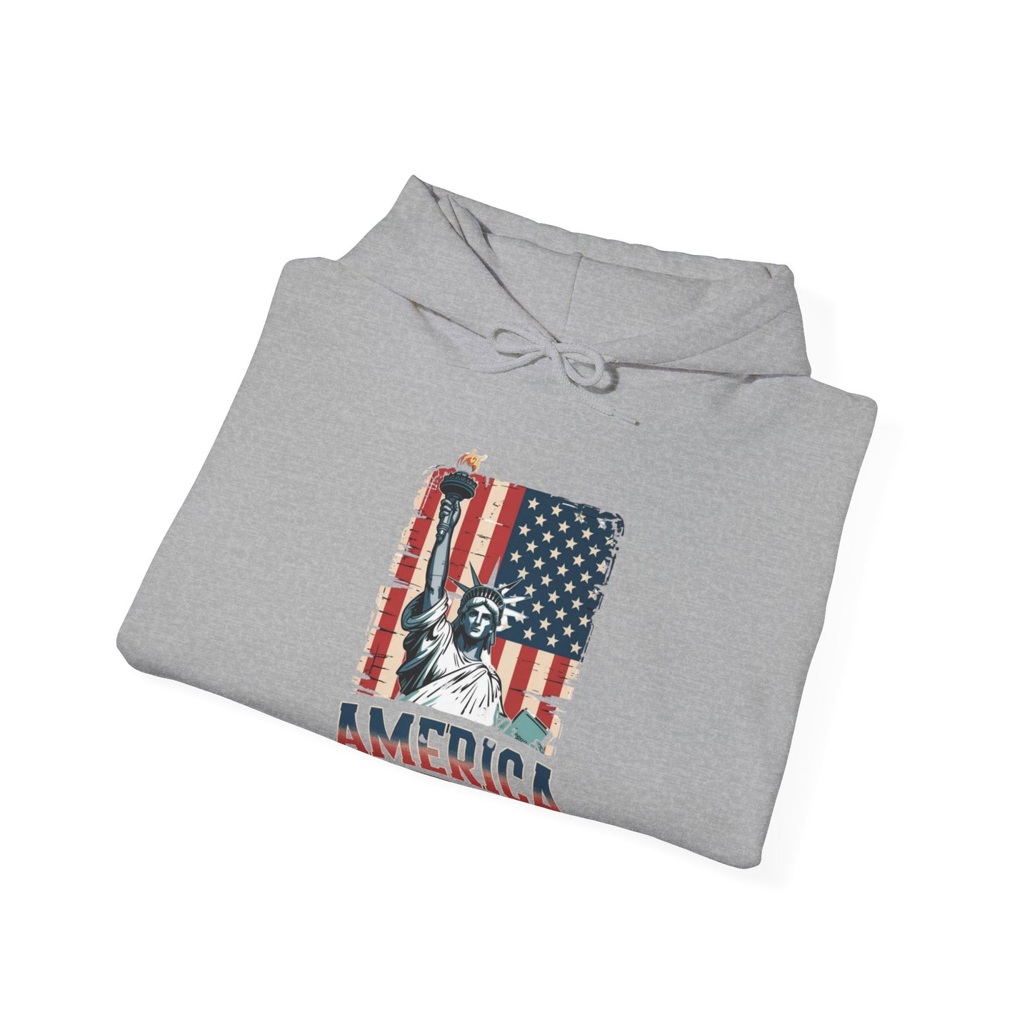 #250 Statue of Liberty American Flag 'America' Patriotic Independence Day Hoodie