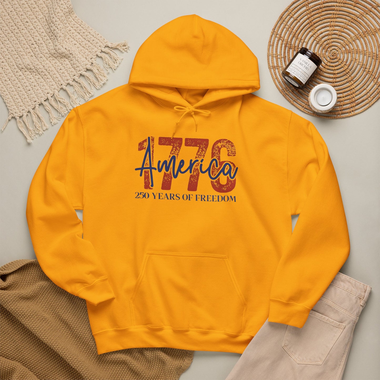 #250 1776 America: 250 Years of Freedom' Patriotic Independence Day Hoodie