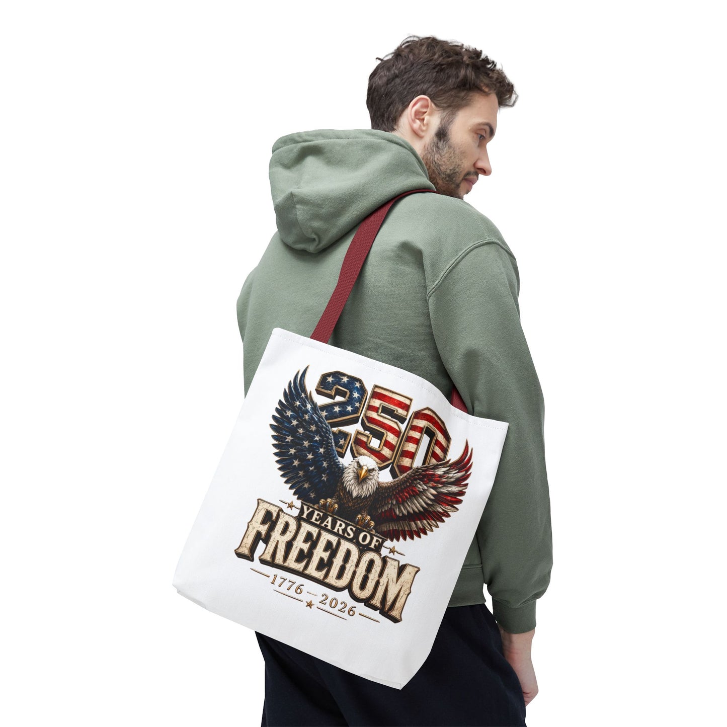 #250 250 Years of Freedom Eagle Patriotic American Flag Anniversary (1776–2026) Patriotic Tote Bag