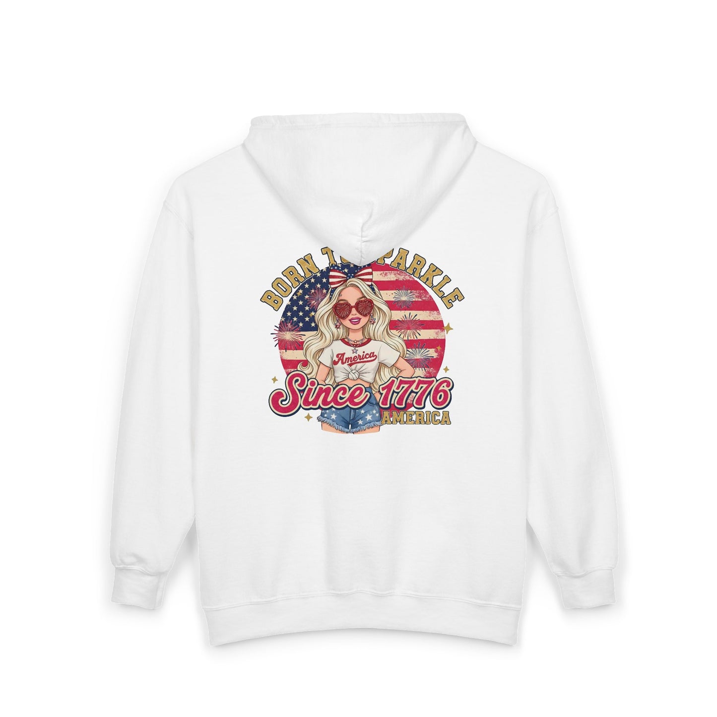 #250 "Born to Sparkle Since 1776" Patriotic Zip Hoodie