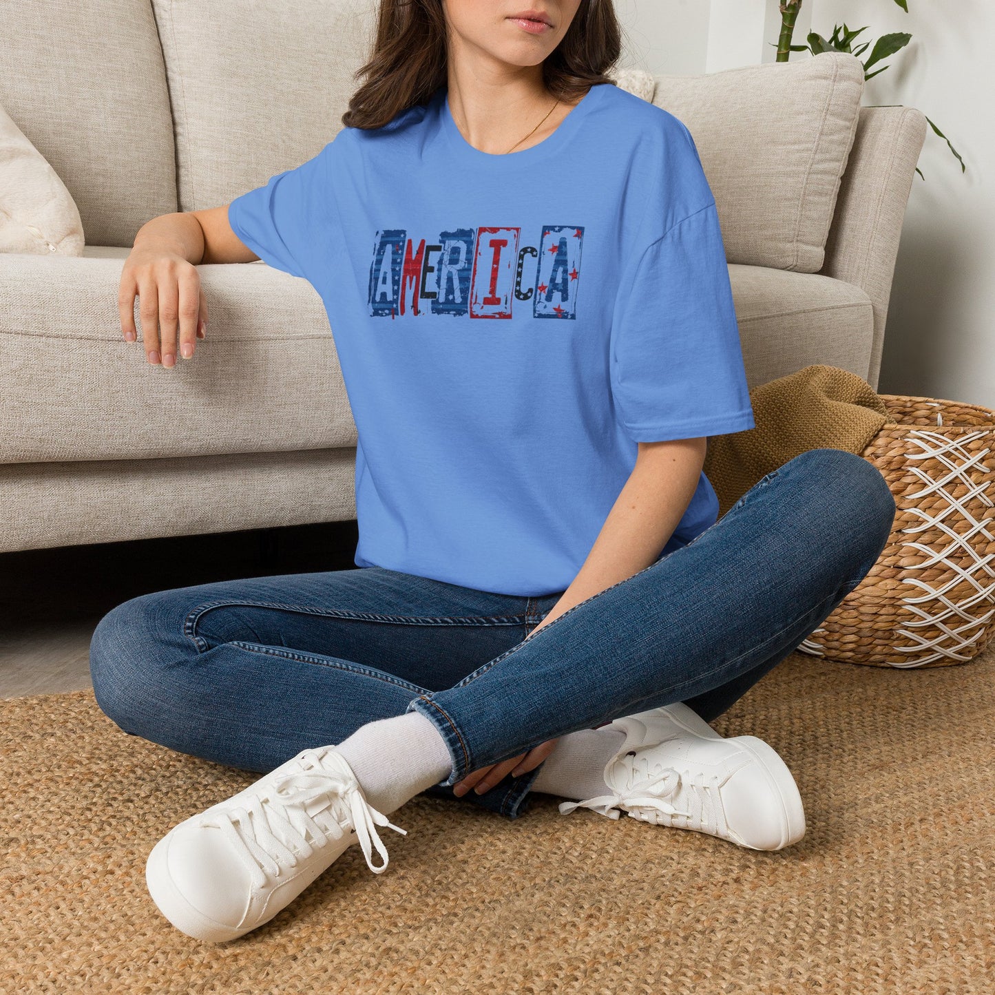 #250 America Retro Block Text Patriotic T-Shirt