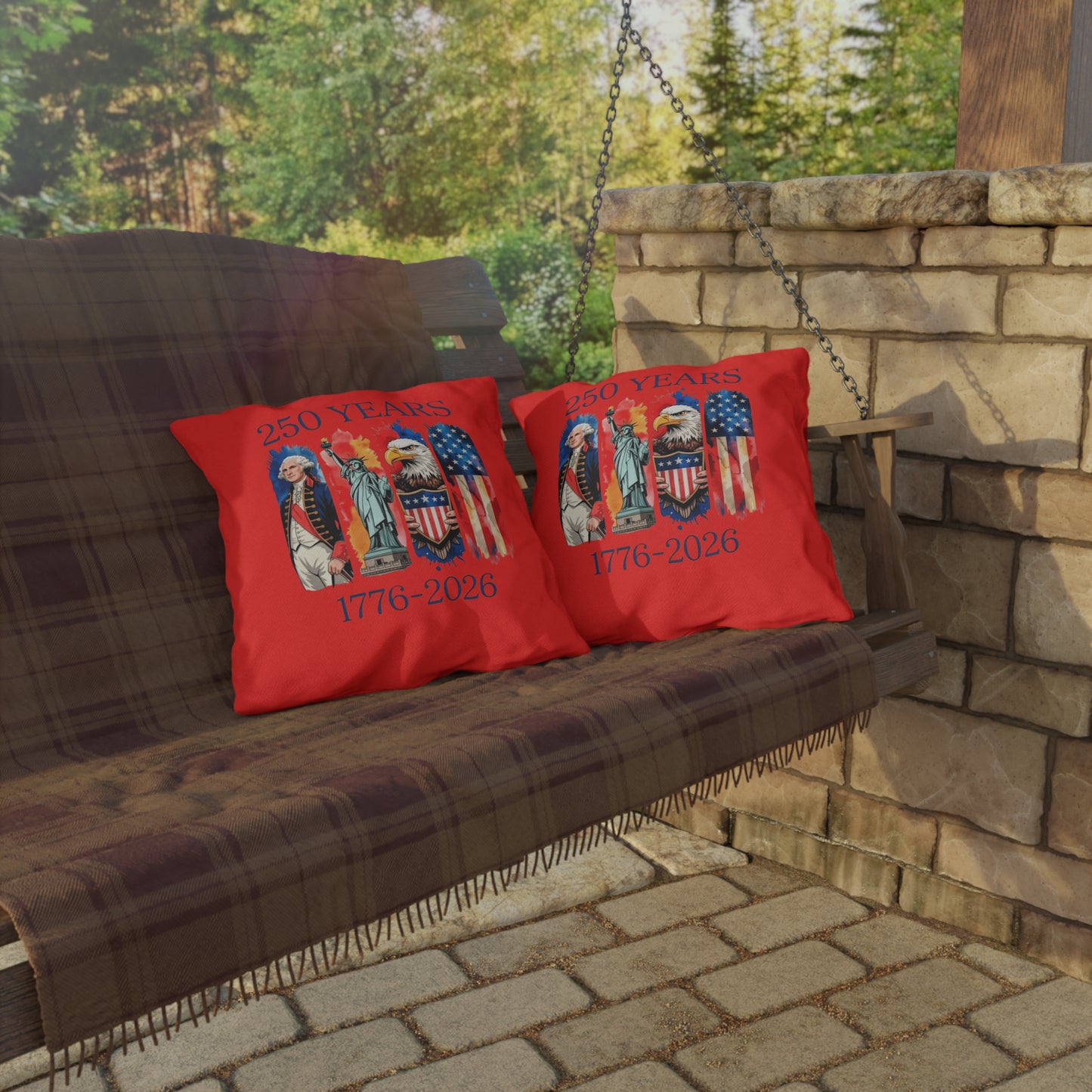 #250 250 Years American History Celebration 1776–2026 Patriotic Outdoor Throw Pillow