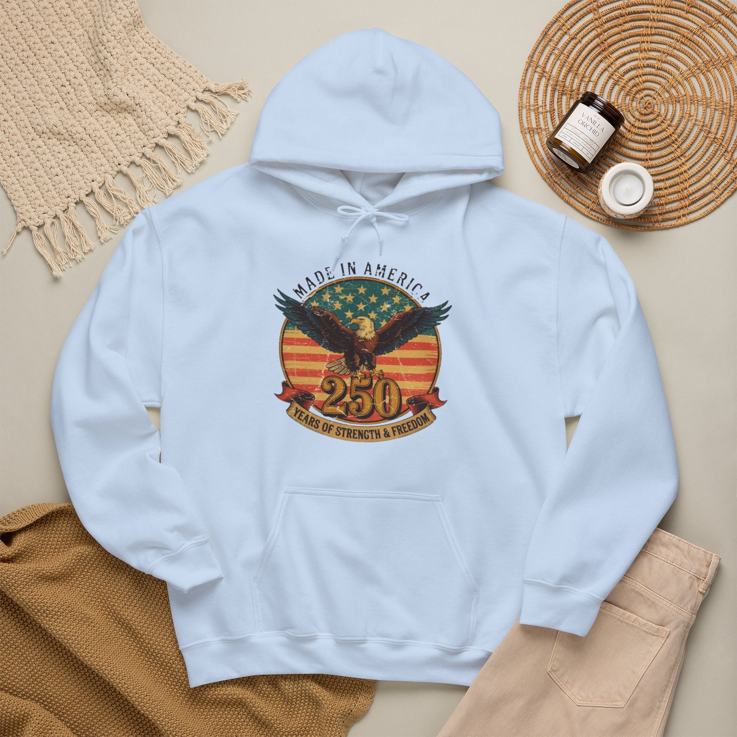 #250 Made in America Eagle 250th Anniversary Patriotic Hoodie
