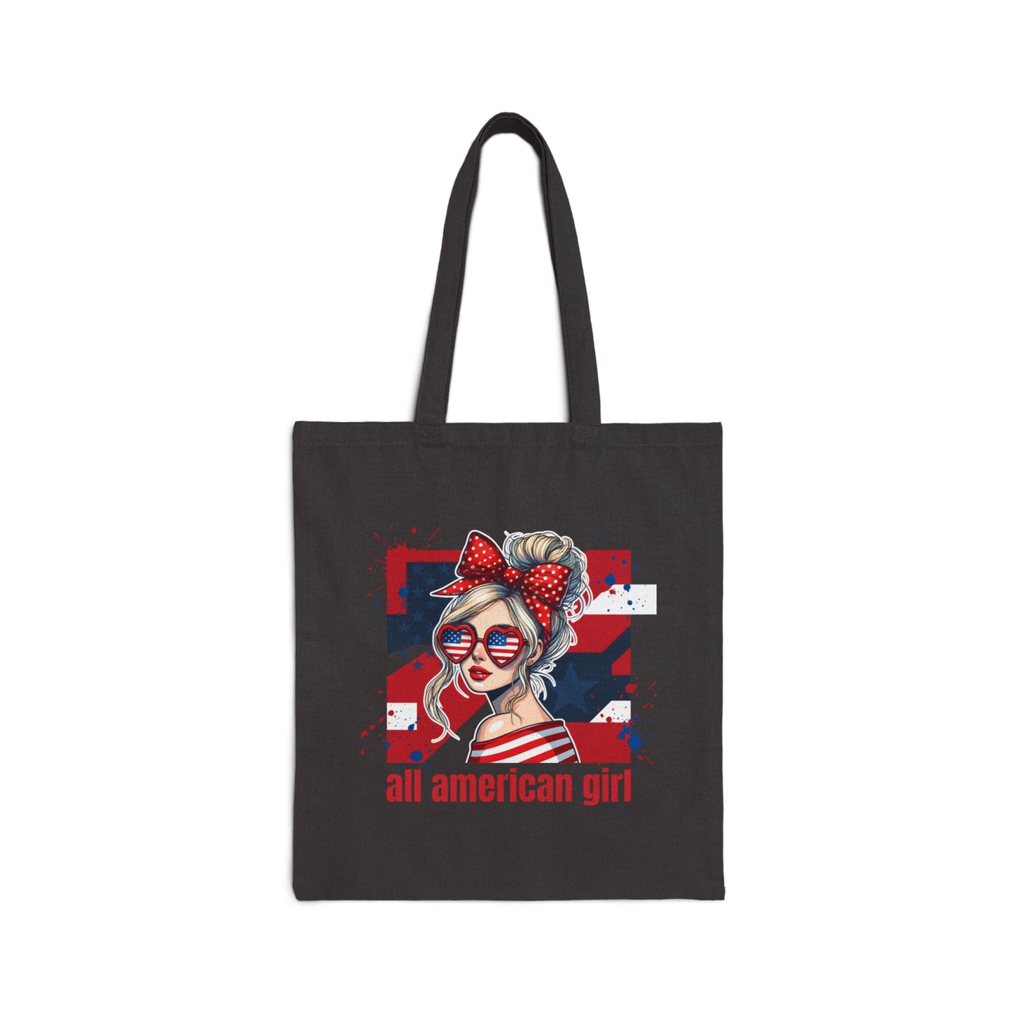 #250 All American Girl Patriotic Canvas Tote Bag