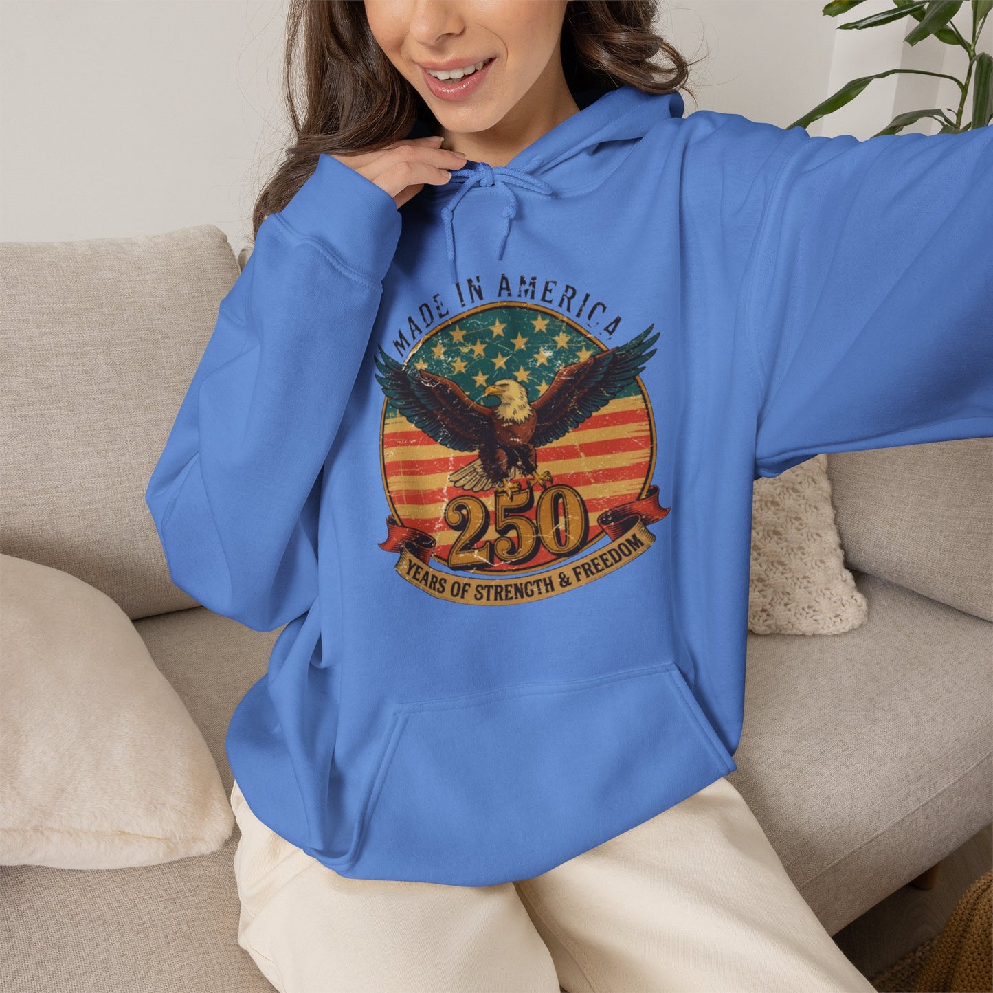 #250 Made in America Eagle 250th Anniversary Patriotic Hoodie