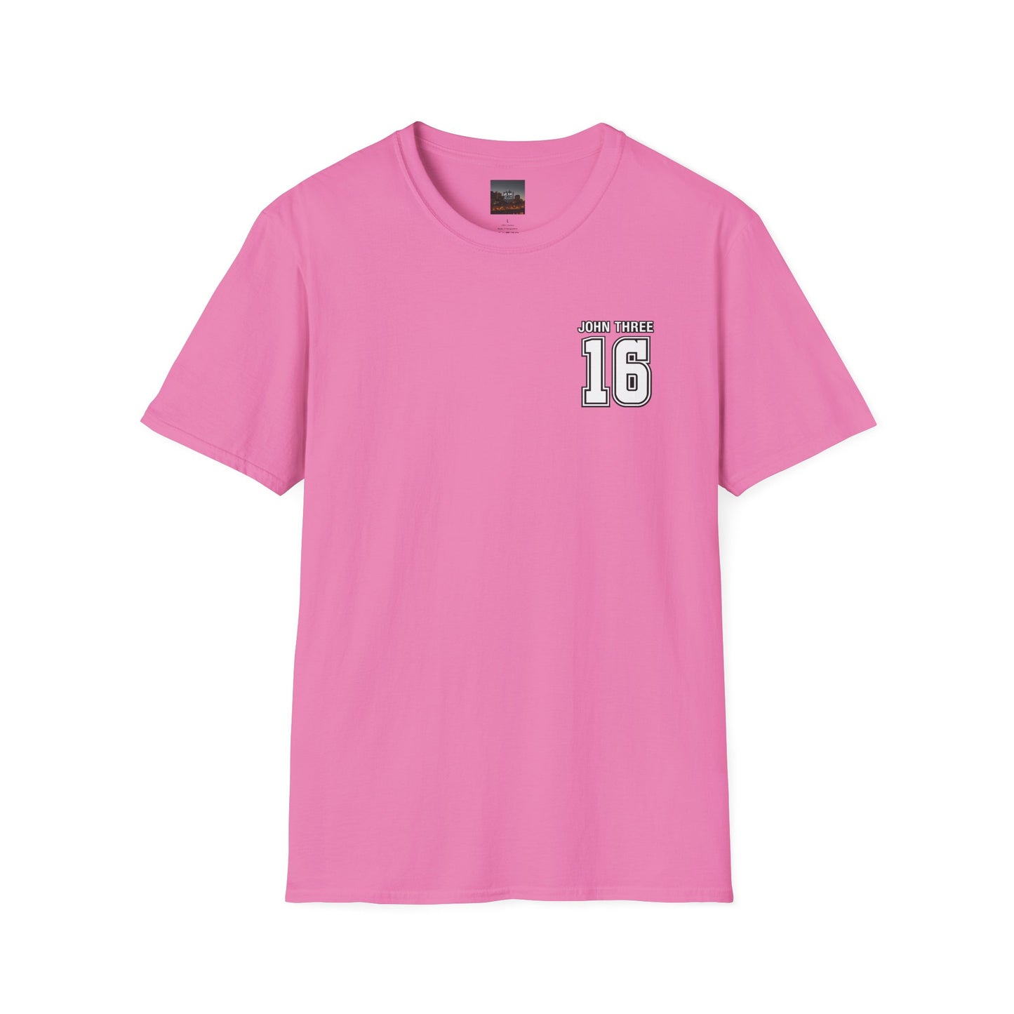 John Three 16 Chest and Back Jersey Print with Scripture Tee