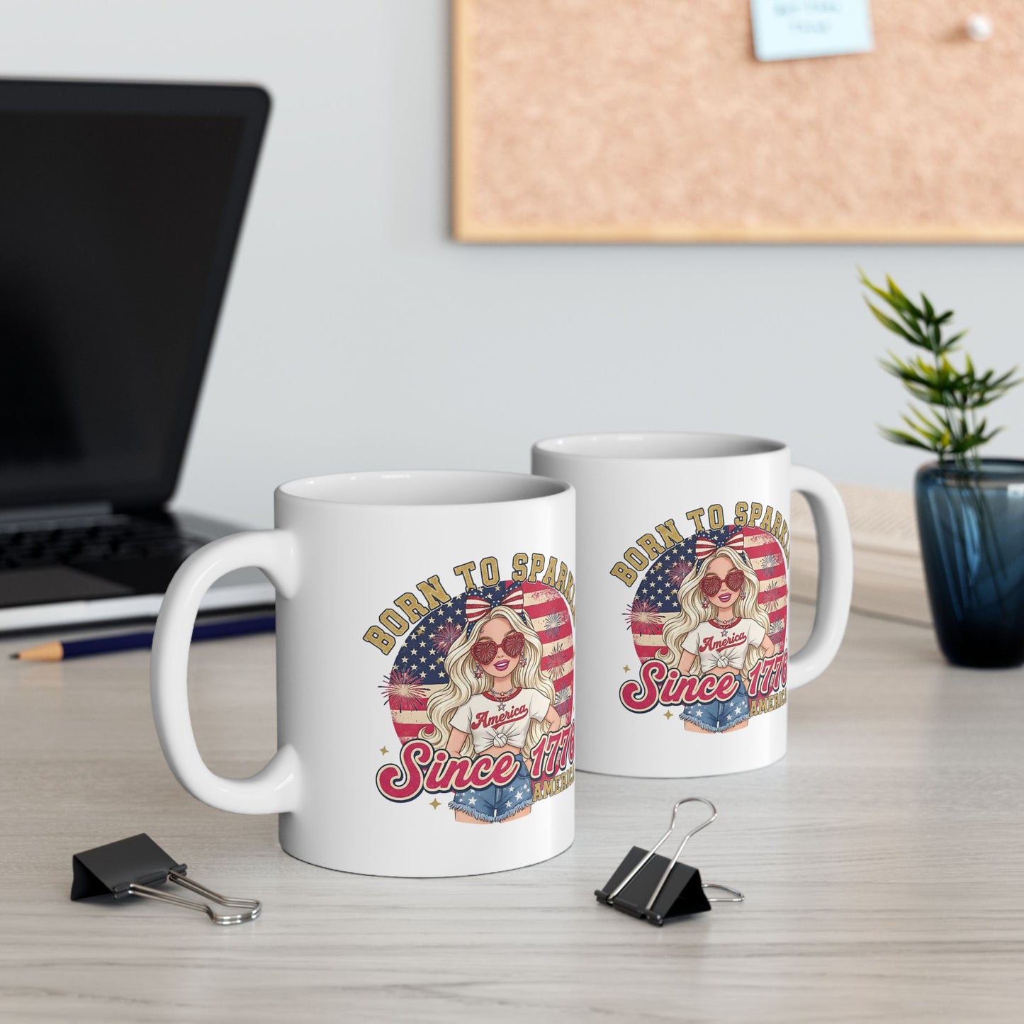#250 "Born to Sparkle Since 1776" Patriotic Ceramic Mug - 11oz & 15oz