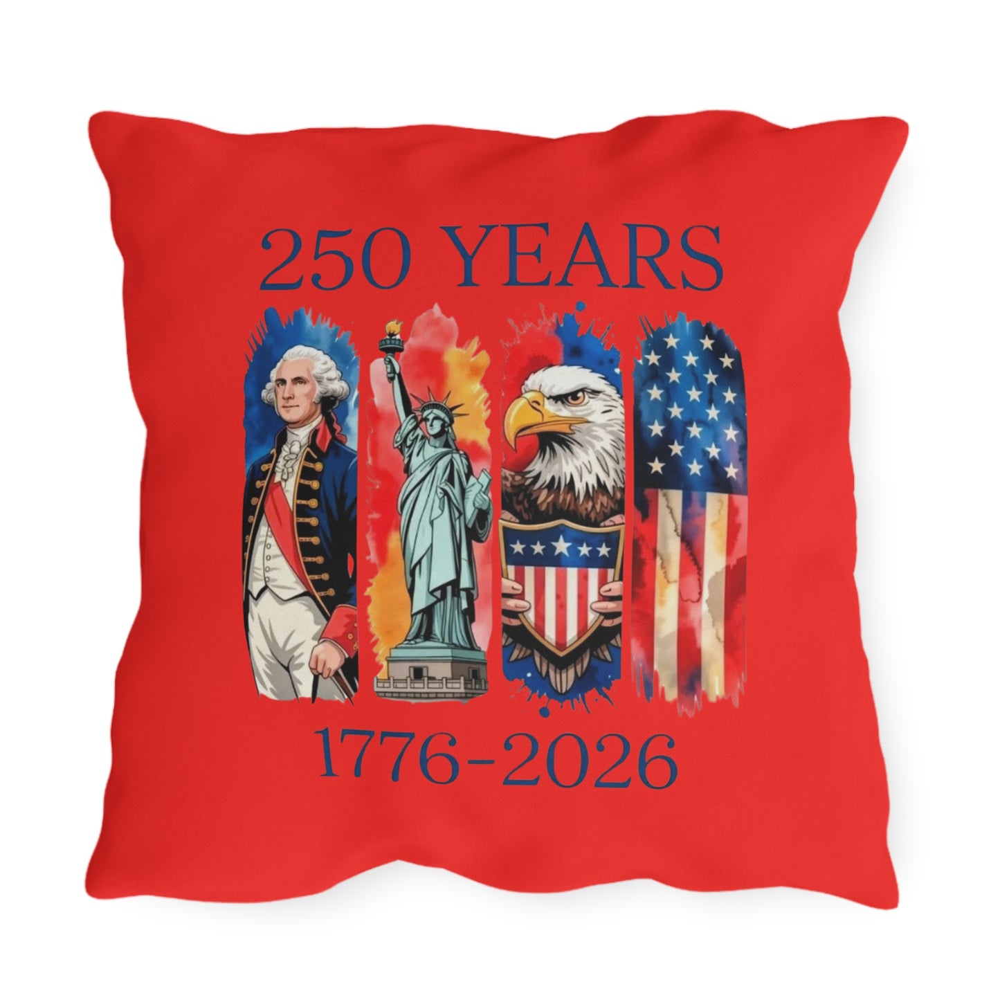 #250 250 Years American History Celebration 1776–2026 Patriotic Outdoor Throw Pillow