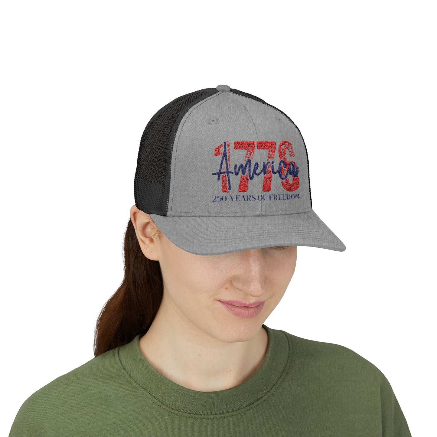 #250 1776 America: 250 Years of Freedom' Patriotic Independence Day Snapback Trucker Cap