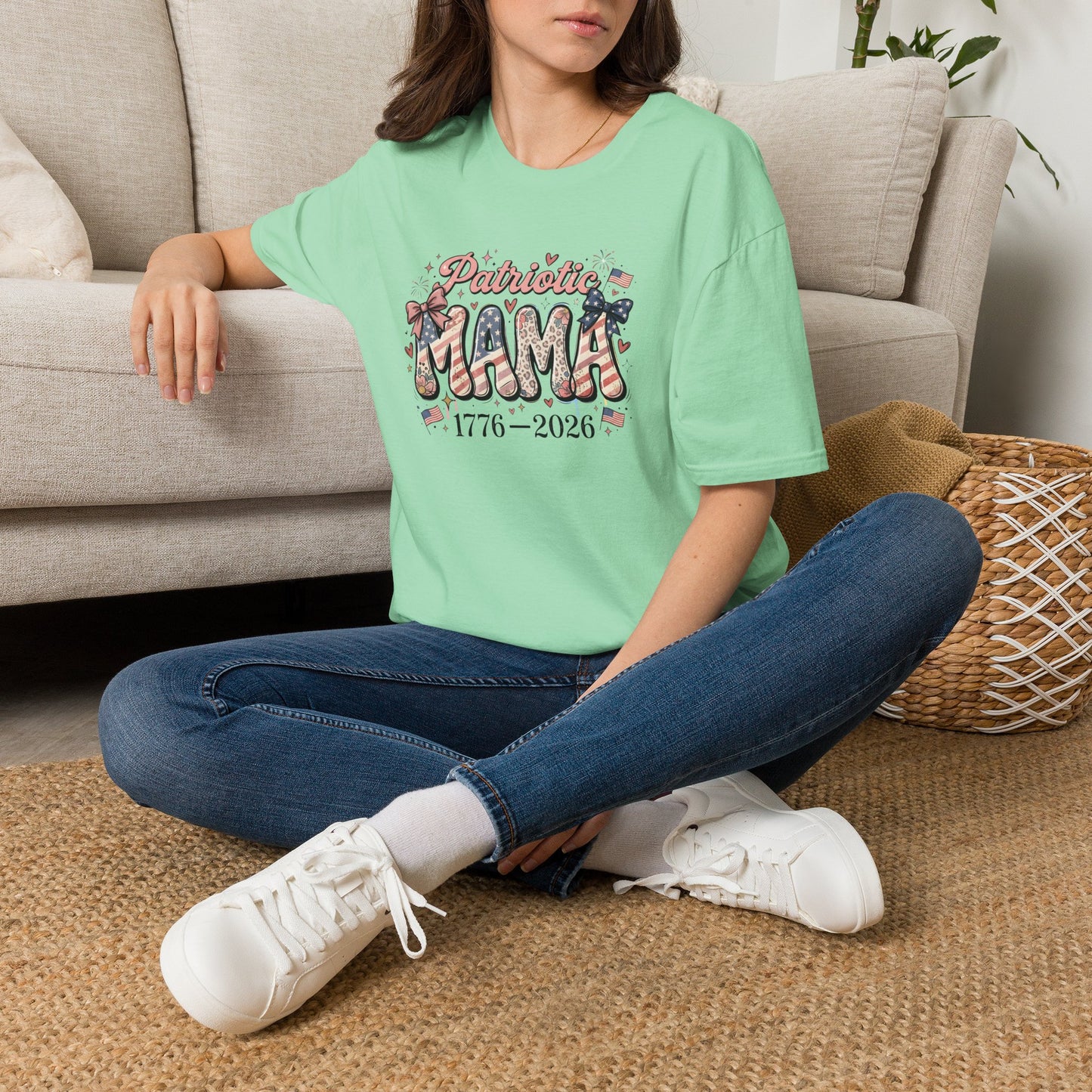 #250 Patriotic Mama 1776–2026 American Flag T-Shirt