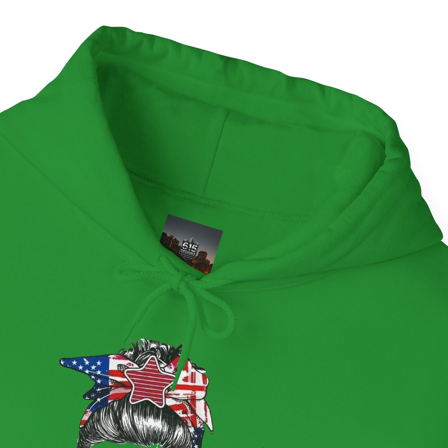 #250 Mama USA Flag Messy Bun Hoodie
