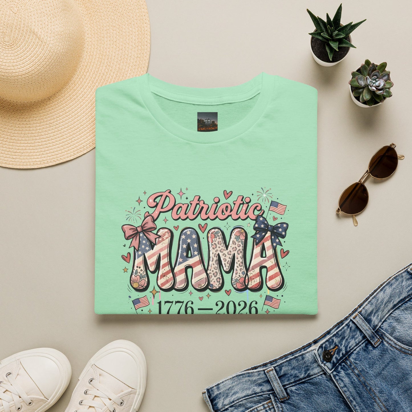 #250 Patriotic Mama 1776–2026 American Flag T-Shirt
