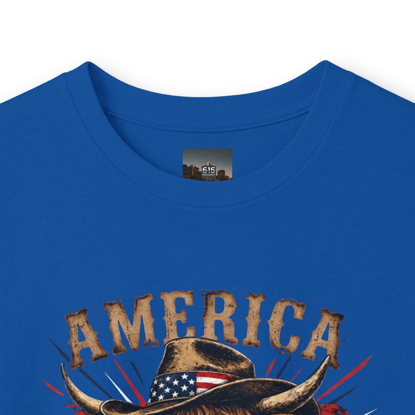 #250 America 250 Strong Patriotic Bull with American Flag Long Sleeve Tee