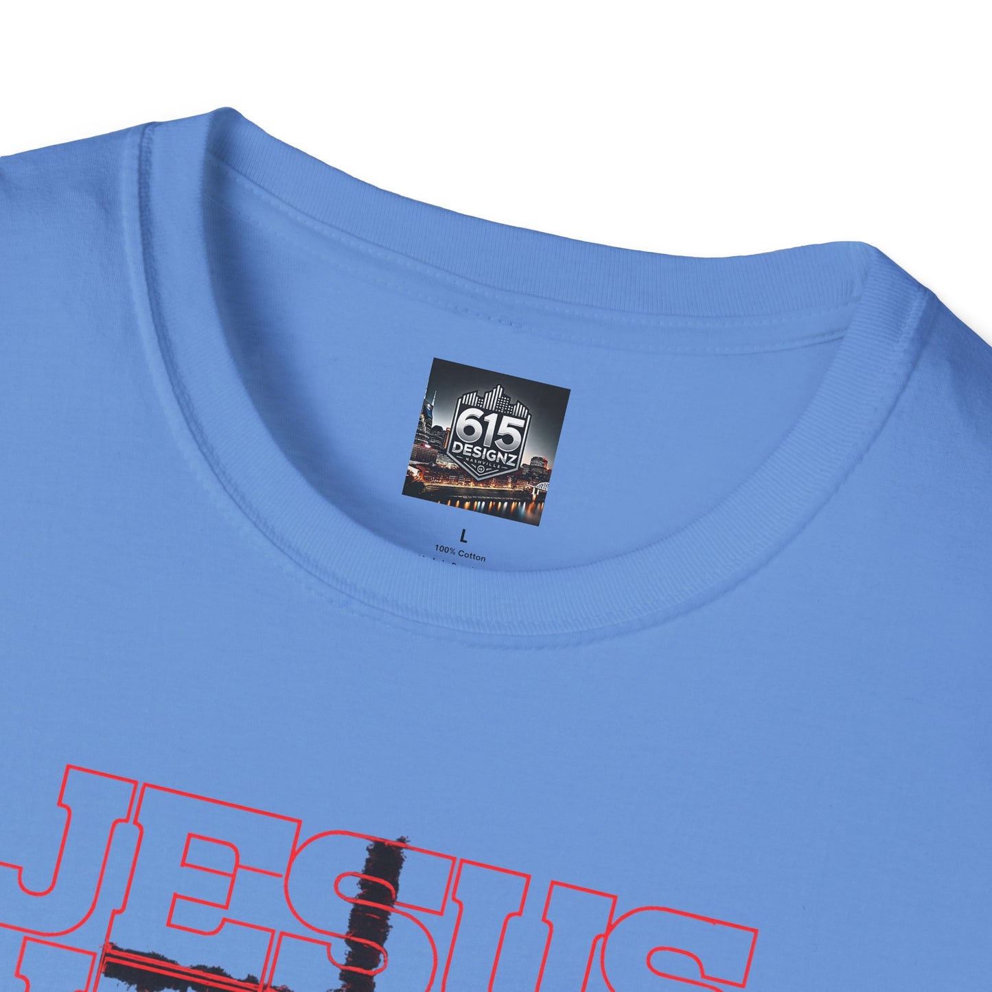Jesus Cross Red Text Black Cross Graphic T-Shirt — Religious Faith Tee