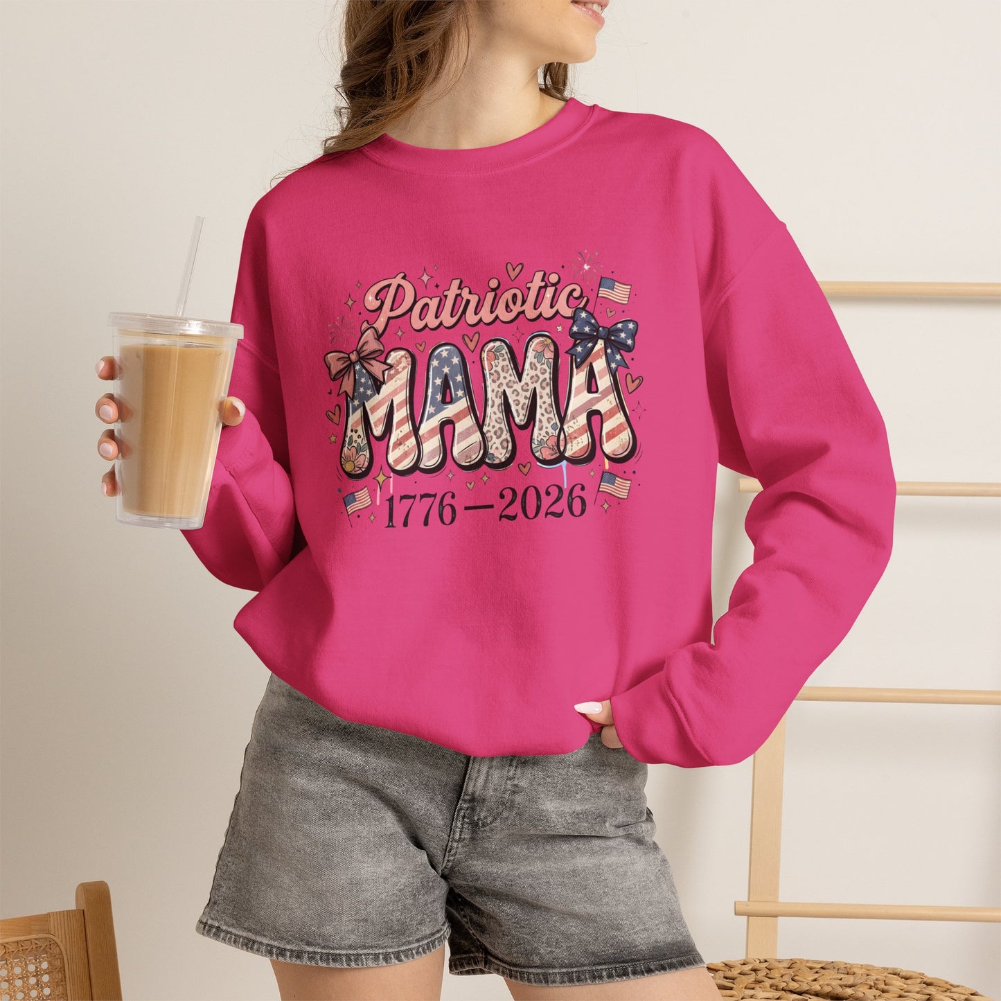#250 Patriotic Mama 1776–2026 American Flag Sweatshirt