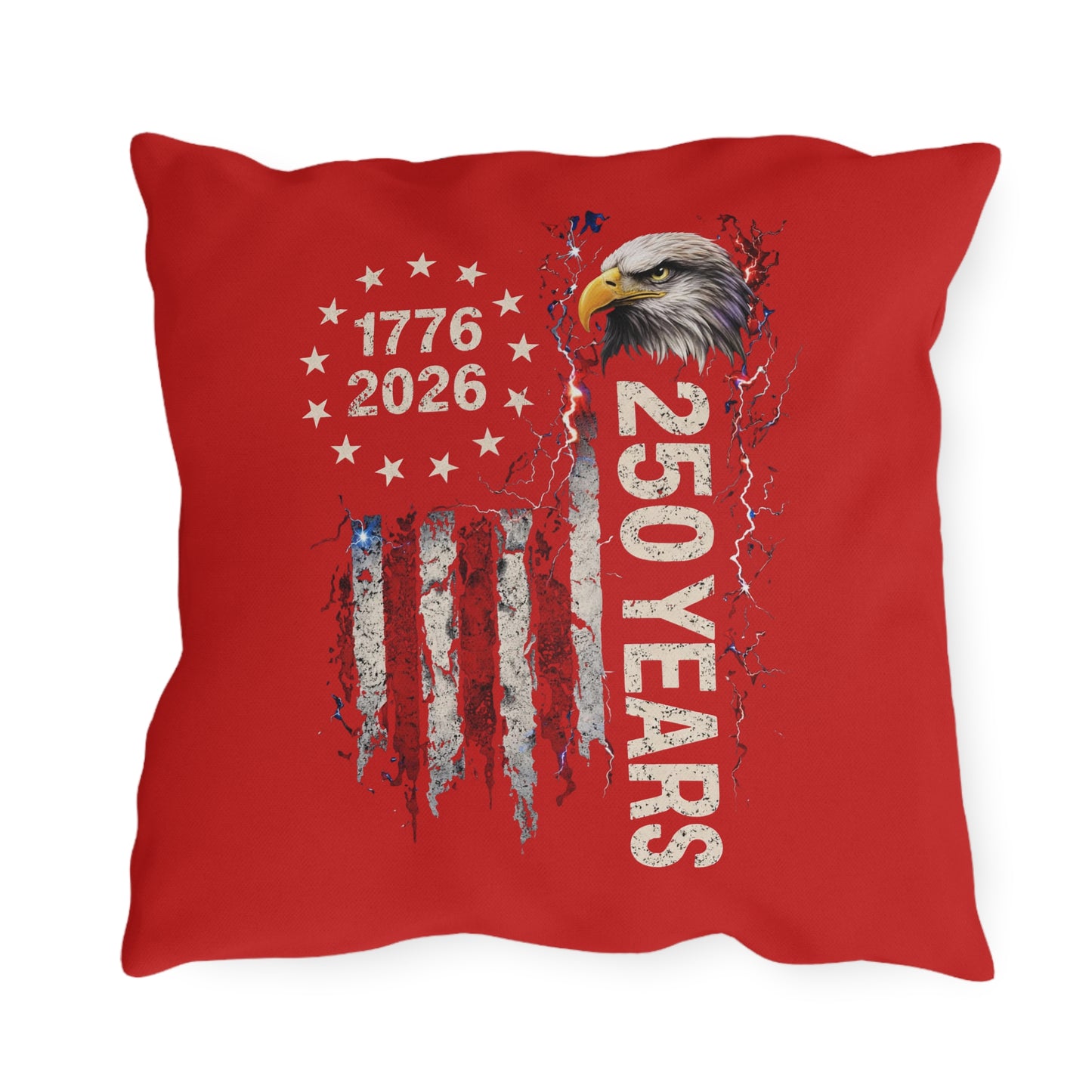 #250 1776-2026 250 Years USA Bicentennial Eagle Outdoor Throw Pillow