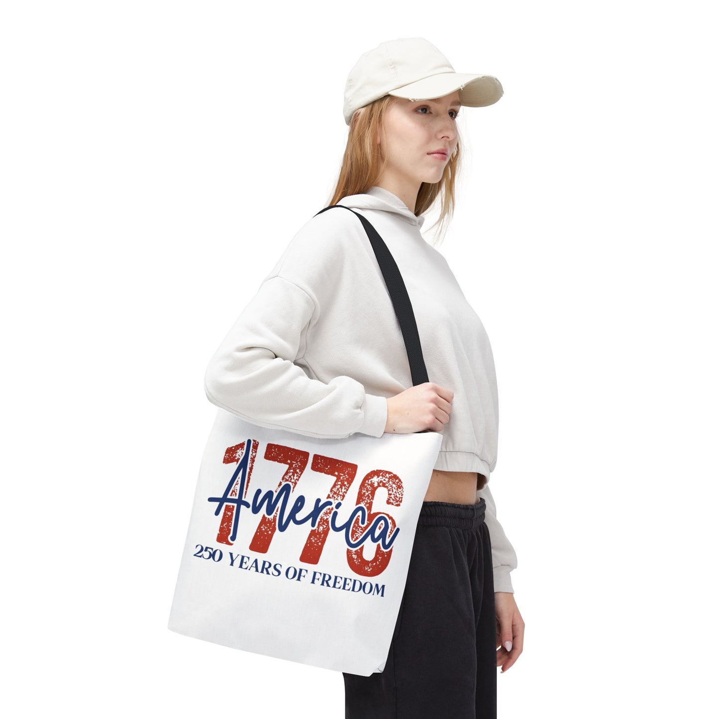 #250 1776 America: 250 Years of Freedom' Patriotic Independence Day Tote Bag