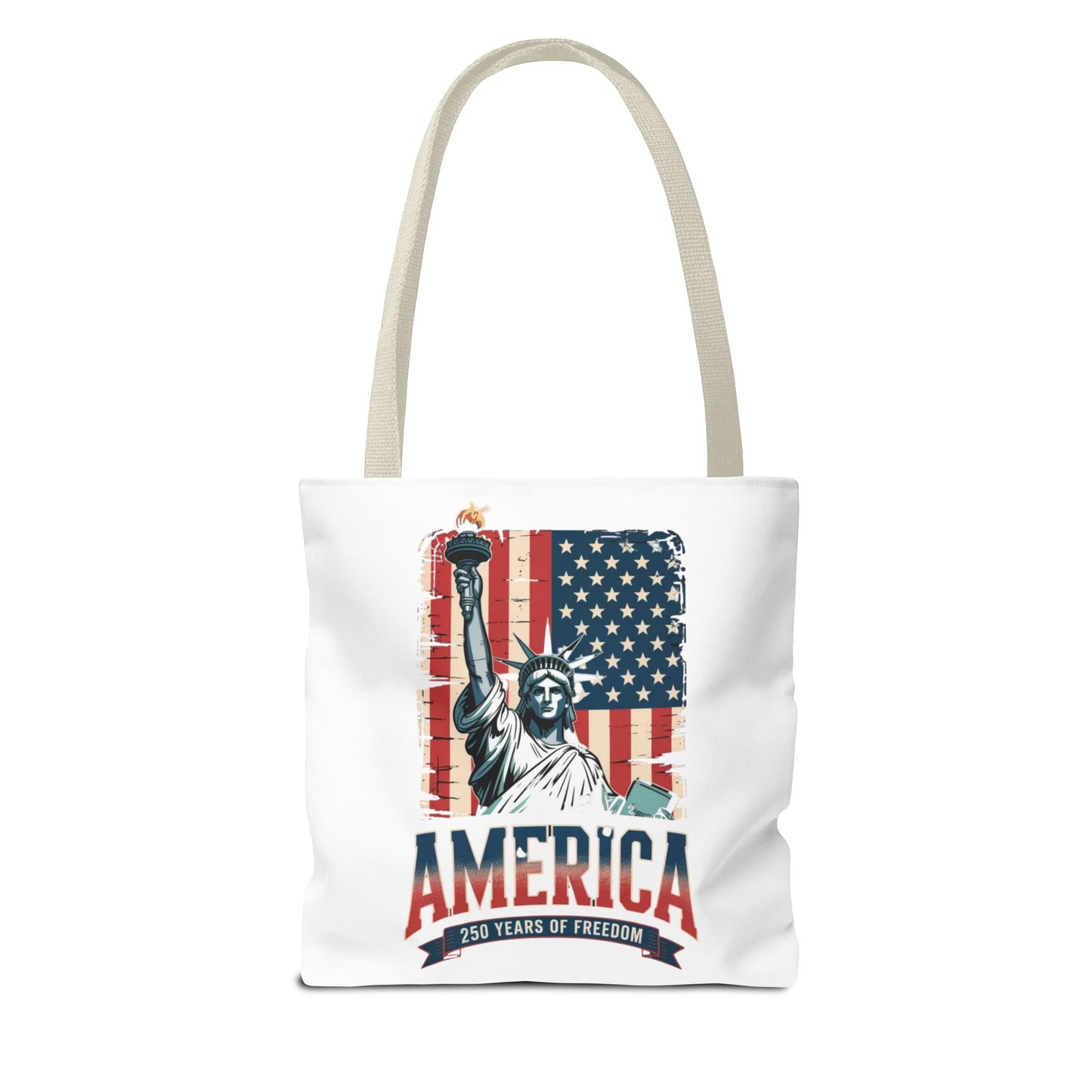 #250 Statue of Liberty American Flag 'America' Patriotic Independence Day Tote Bag