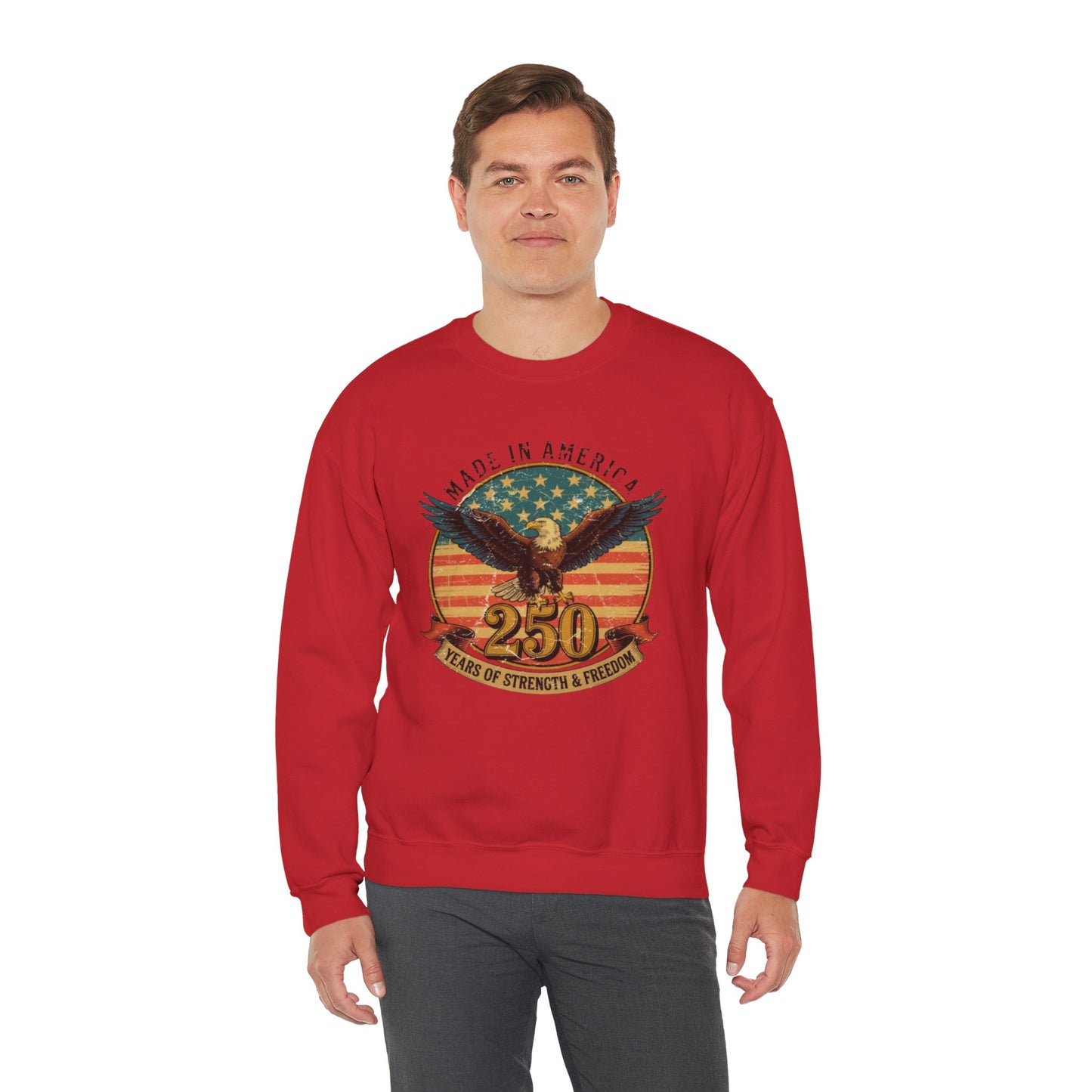 #250 Made in America Eagle 250th Anniversary Patriotic Crewneck Sweatshirt