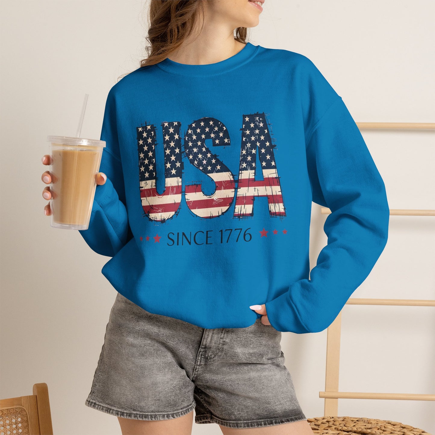 #250 USA Flag "USA Since 1776" Patriotic Crewneck Sweatshirt