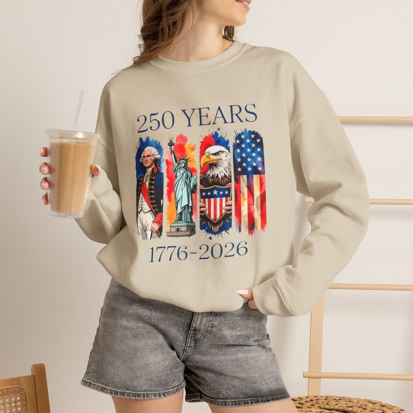 #250 250 Years American History Celebration 1776–2026 Patriotic Crewneck Sweatshirt