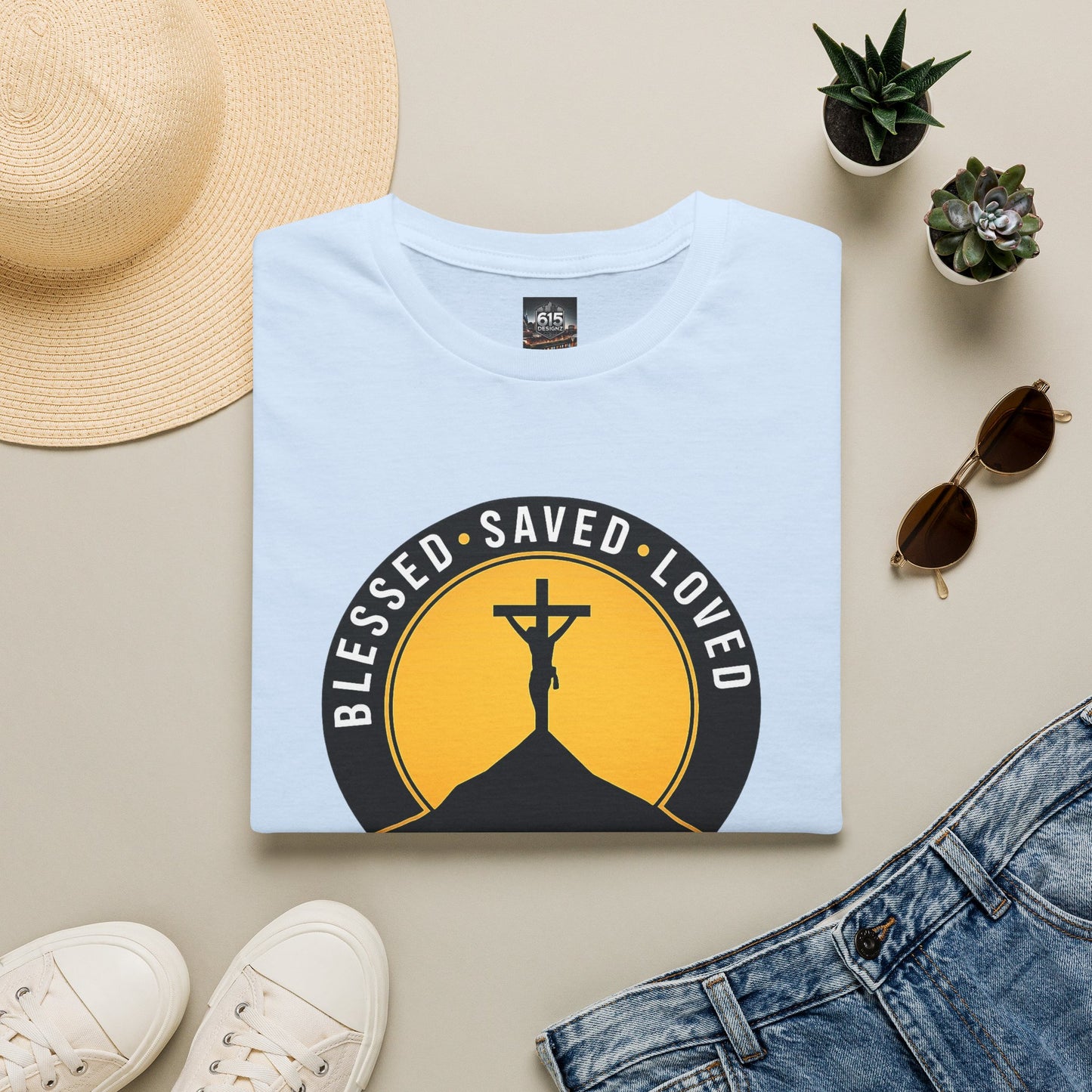 Blessed • Saved • Loved by Jesus T-Shirt — Christian Faith Tee
