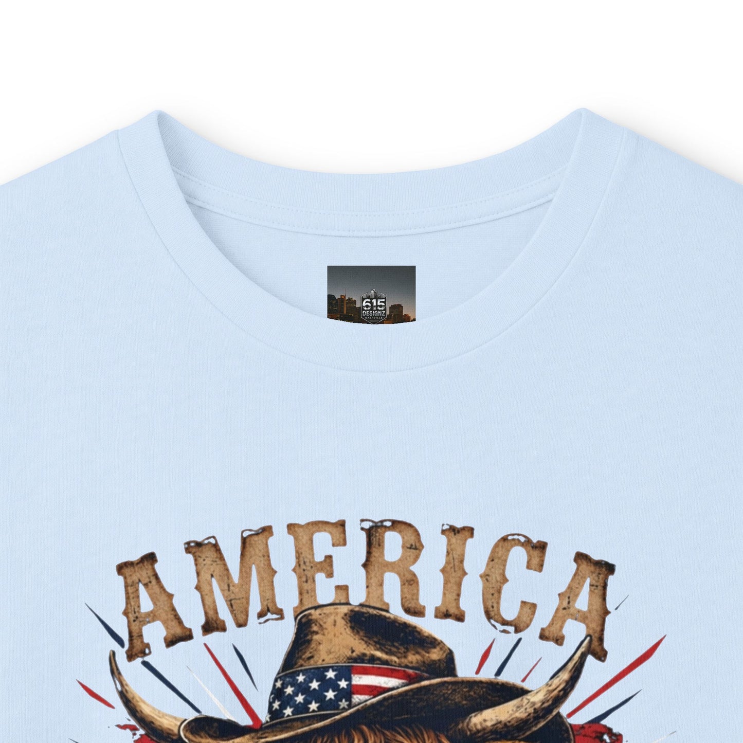 #250 America 250 Strong Patriotic Bull with American Flag Long Sleeve Tee