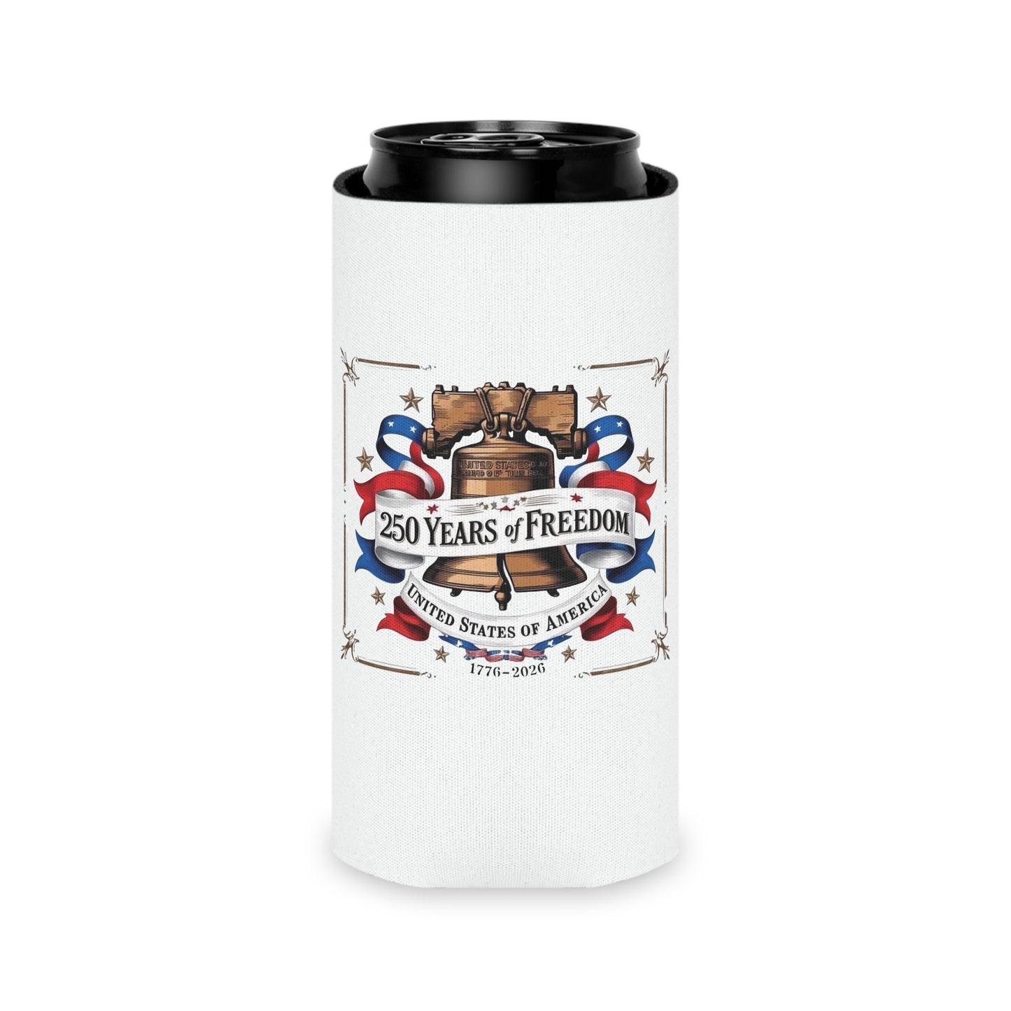 #250 250 Years of Freedom Liberty Bell Can Cooler - Beverage Koozie