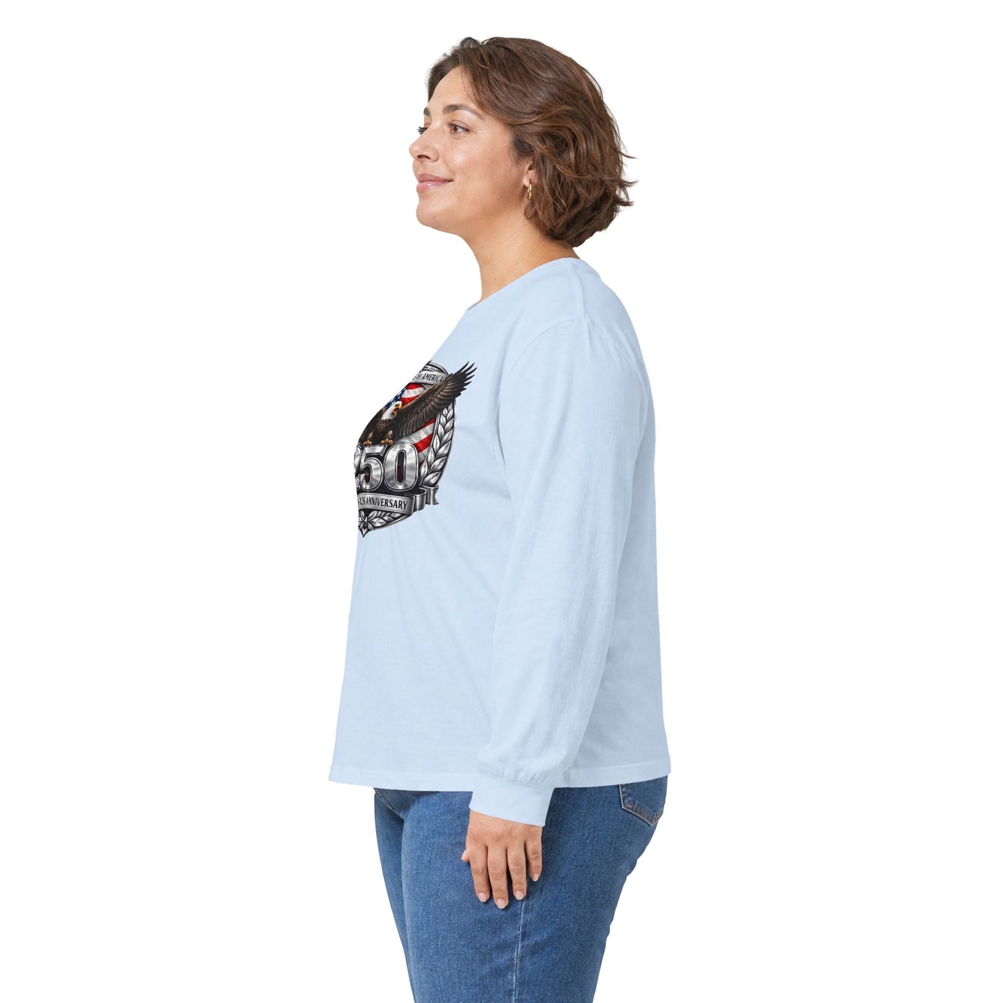 #250 Patriotic Bald Eagle 250 United States Emblem Long Sleeve Tee