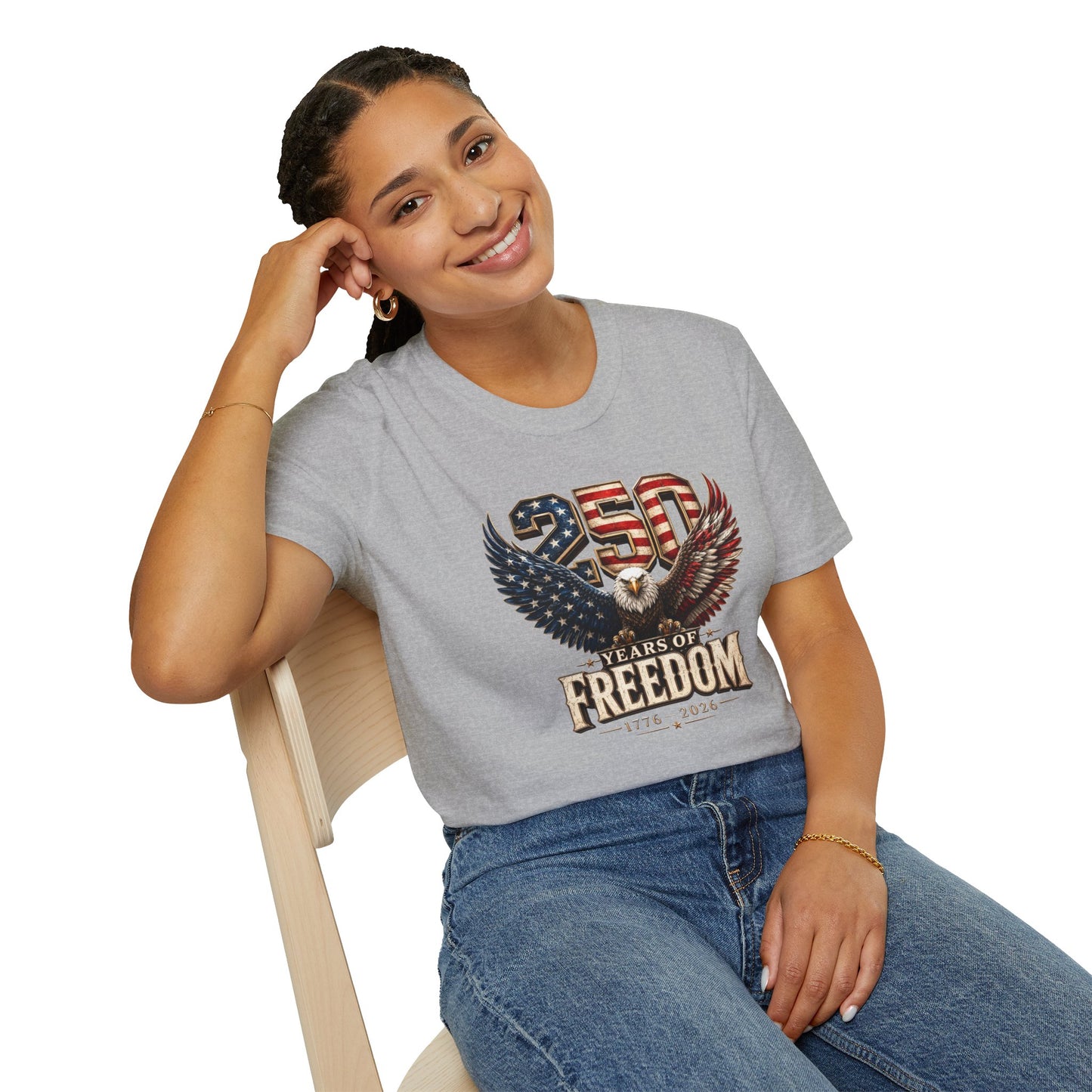 #250 250 Years of Freedom Eagle Patriotic American Flag Anniversary (1776–2026) T-Shirt