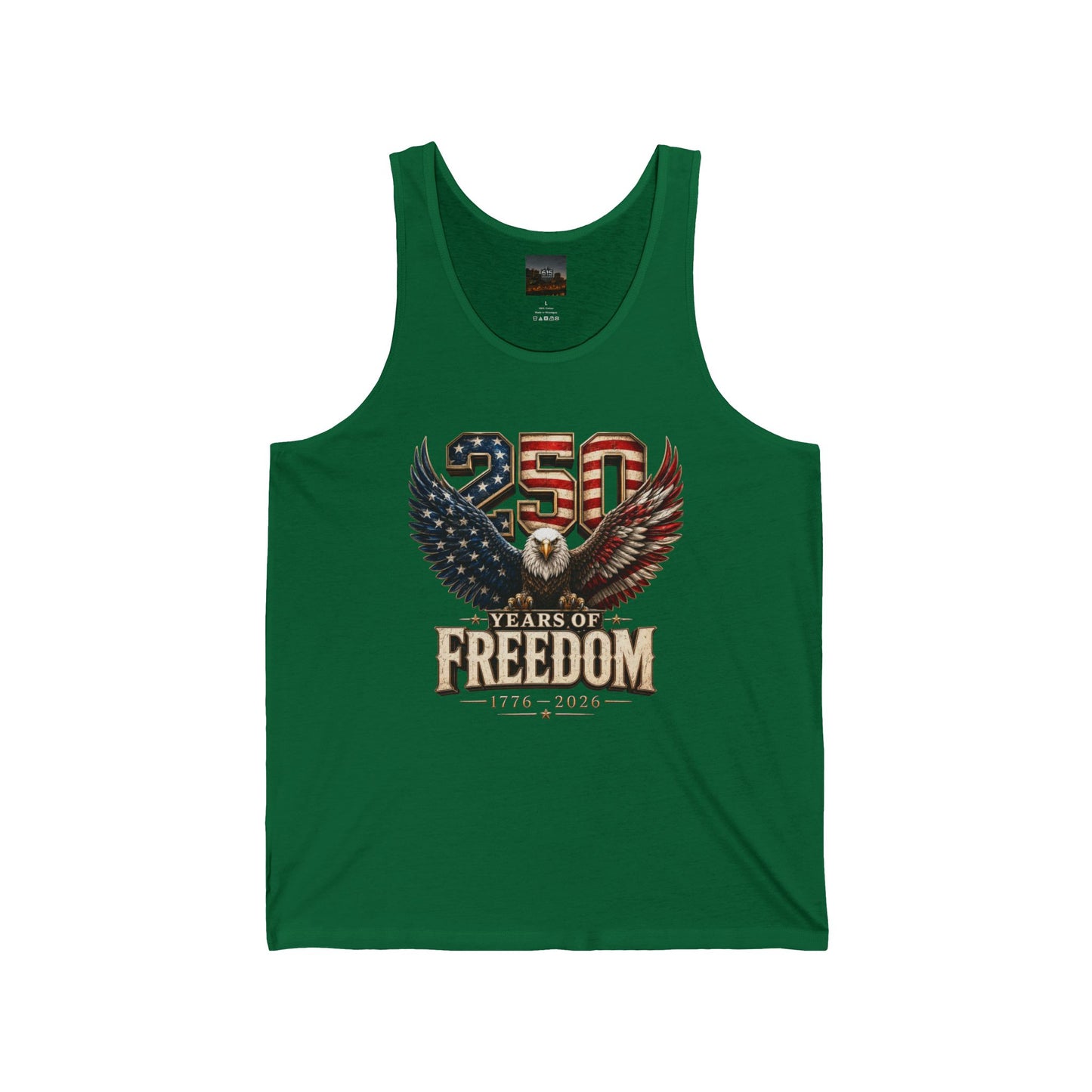 #250 250 Years of Freedom Eagle Patriotic American Flag Anniversary (1776–2026) Jersey Tank Top