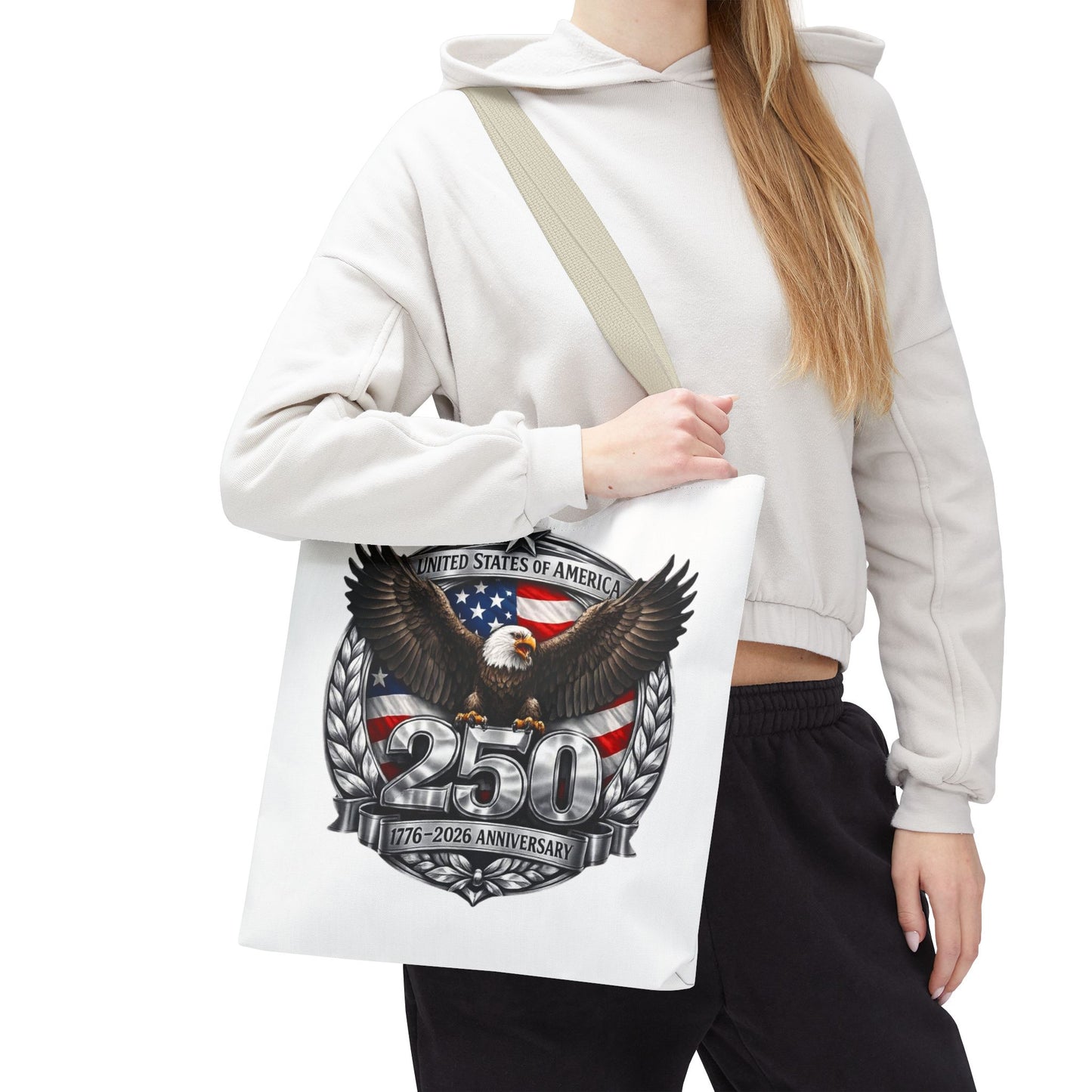 #250 Patriotic Bald Eagle 250 United States Emblem Tote Bag