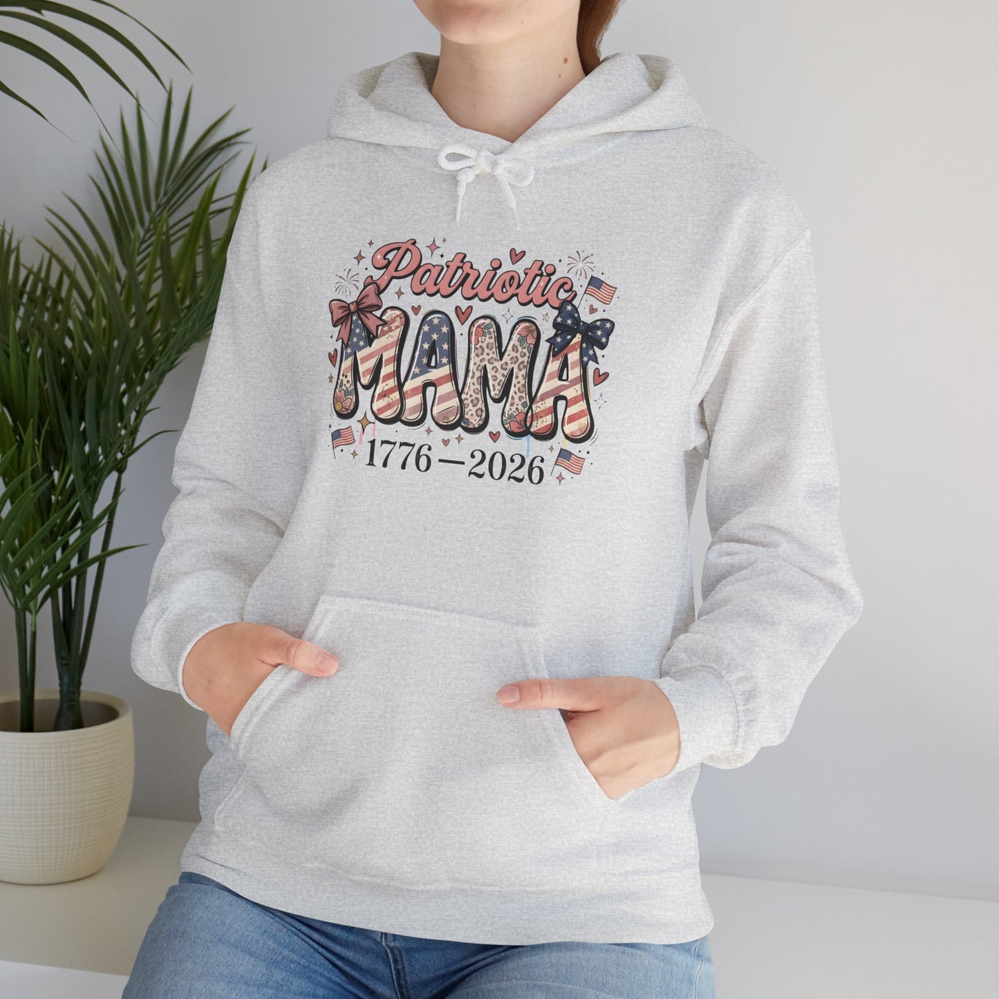 #250 Patriotic Mama 1776–2026 American Flag Hoodie
