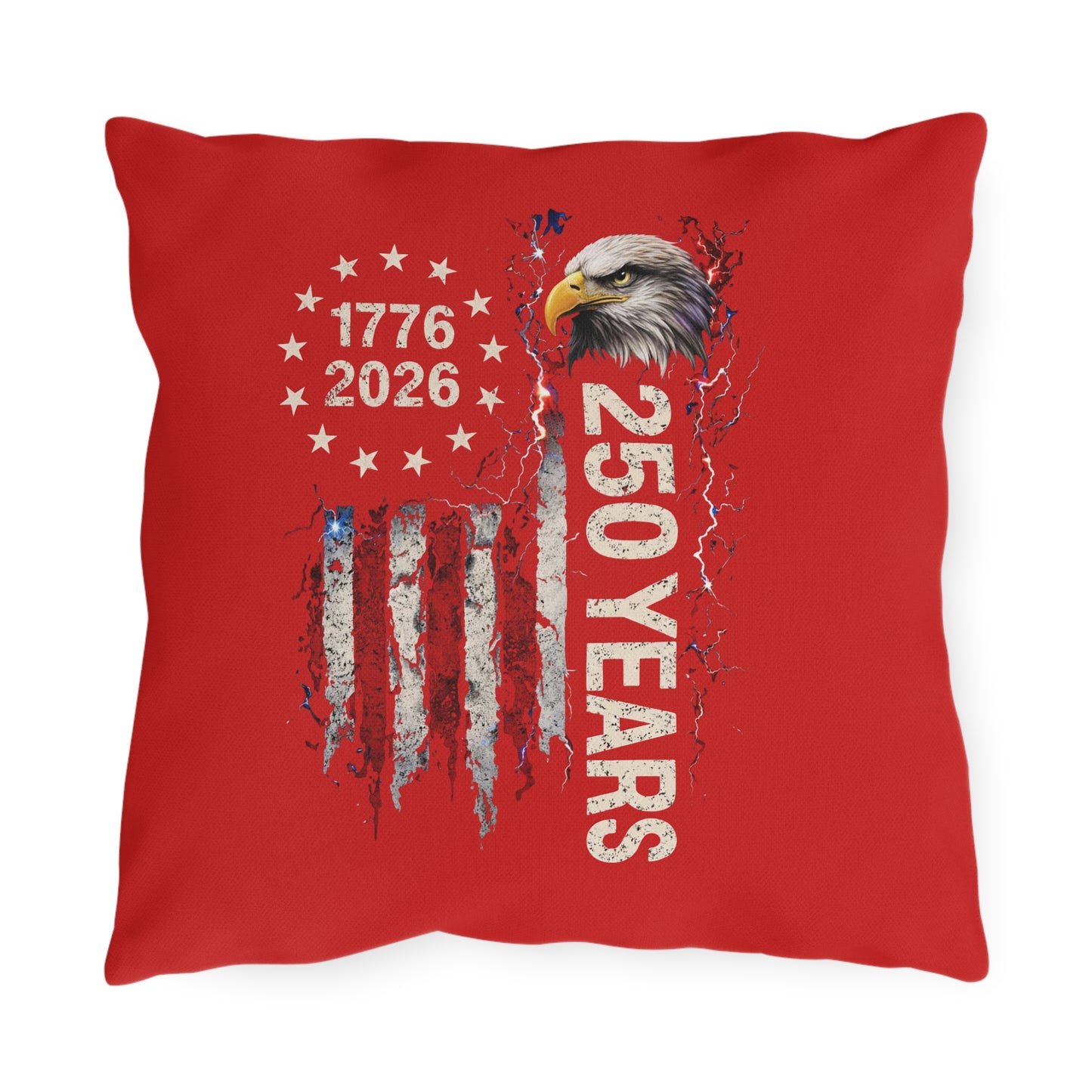 #250 1776-2026 250 Years USA Bicentennial Eagle Outdoor Throw Pillow