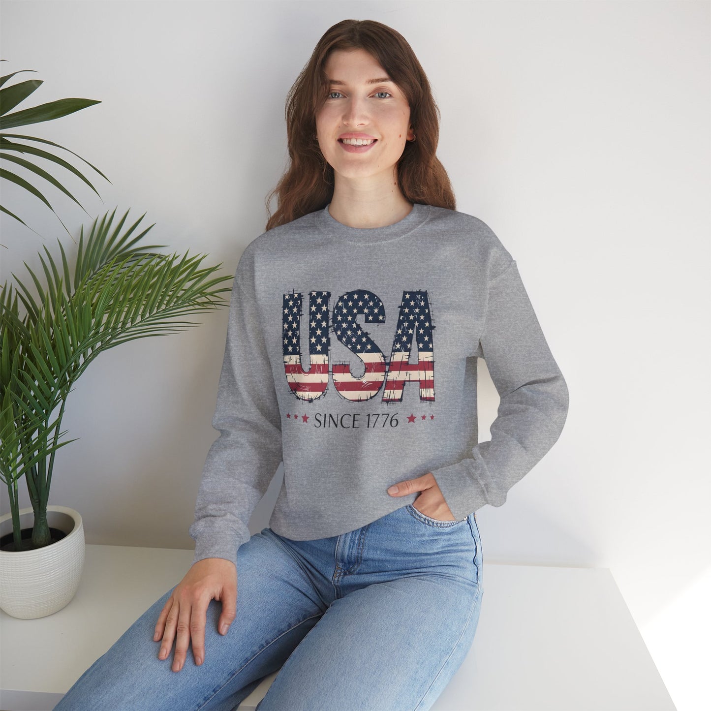 #250 USA Flag "USA Since 1776" Patriotic Crewneck Sweatshirt
