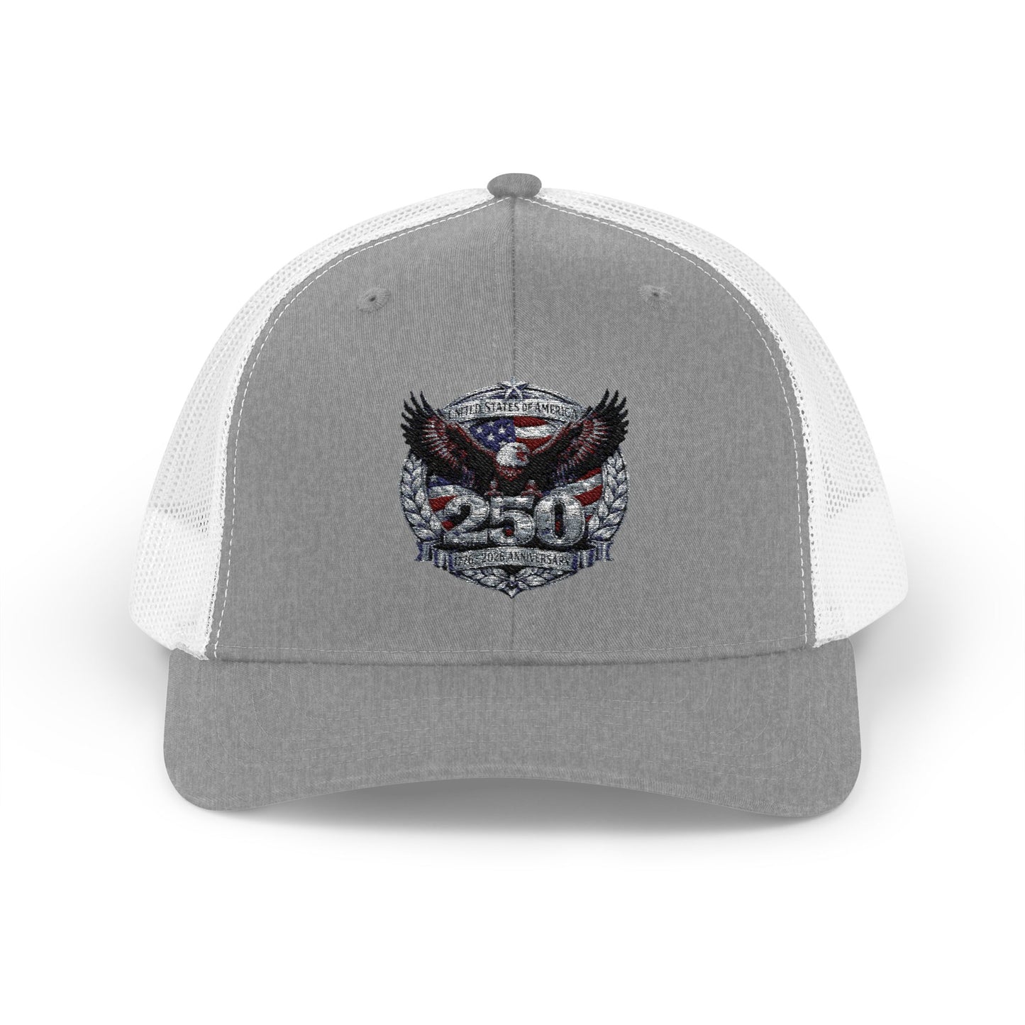 #250 Patriotic Bald Eagle 250 United States Emblem Snapback Trucker Cap