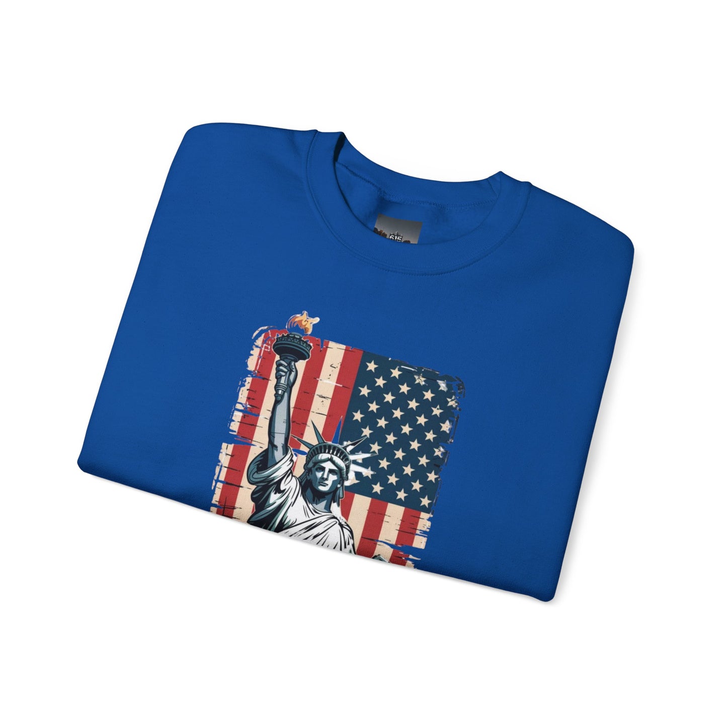 #250 Statue of Liberty American Flag 'America' Patriotic Independence Day Crewneck Sweatshirt