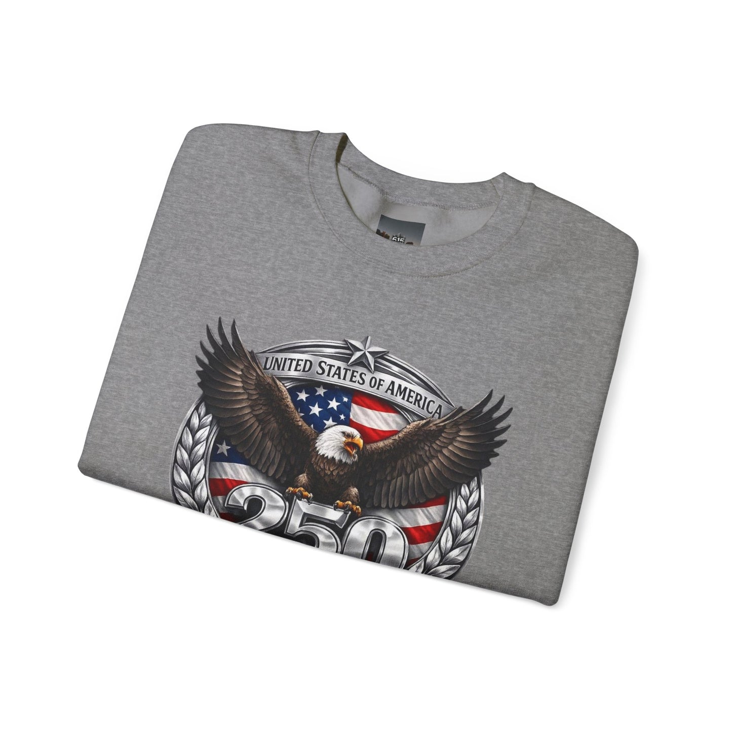 #250 Patriotic Bald Eagle 250 United States Emblem Crewneck Sweatshirt