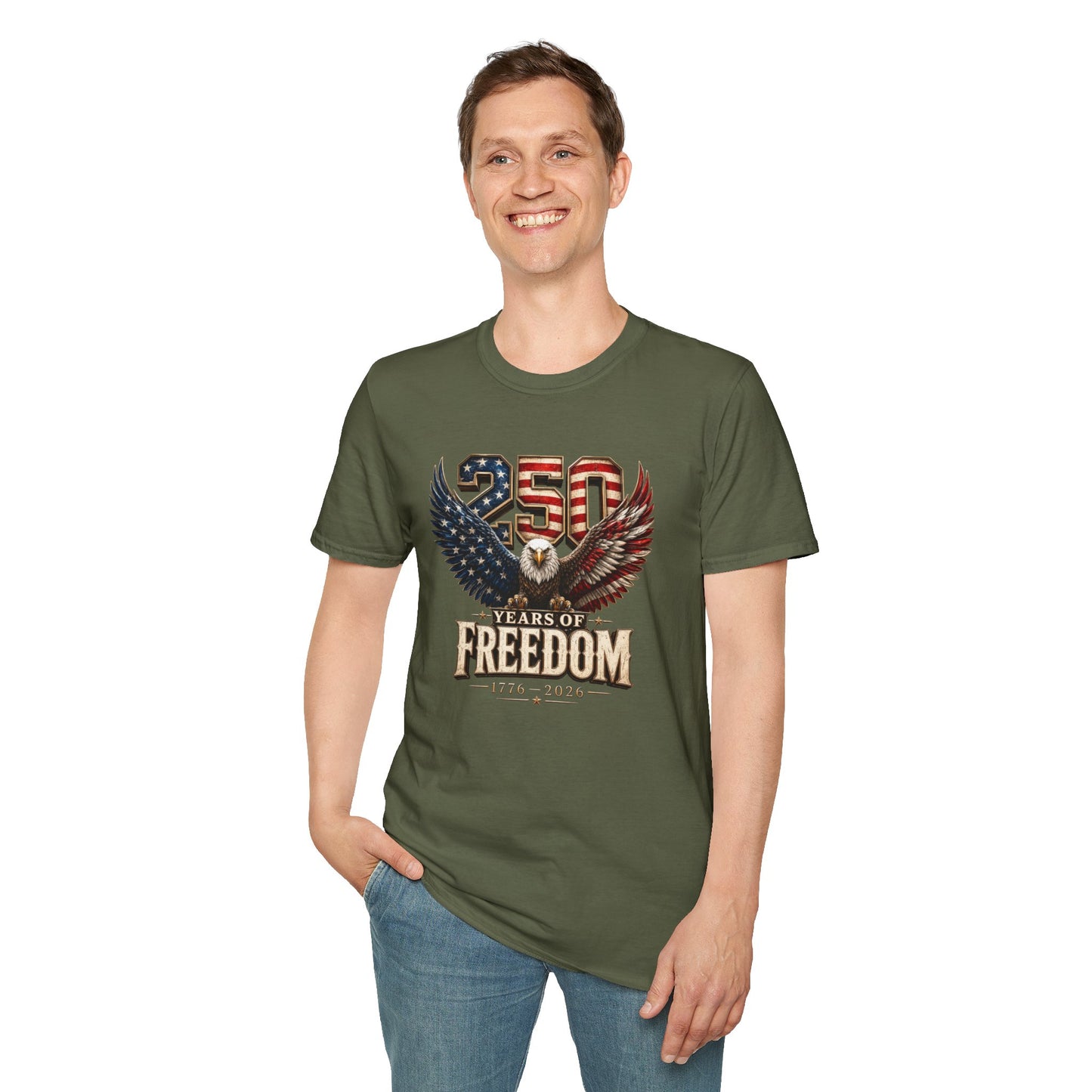 #250 250 Years of Freedom Eagle Patriotic American Flag Anniversary (1776–2026) T-Shirt