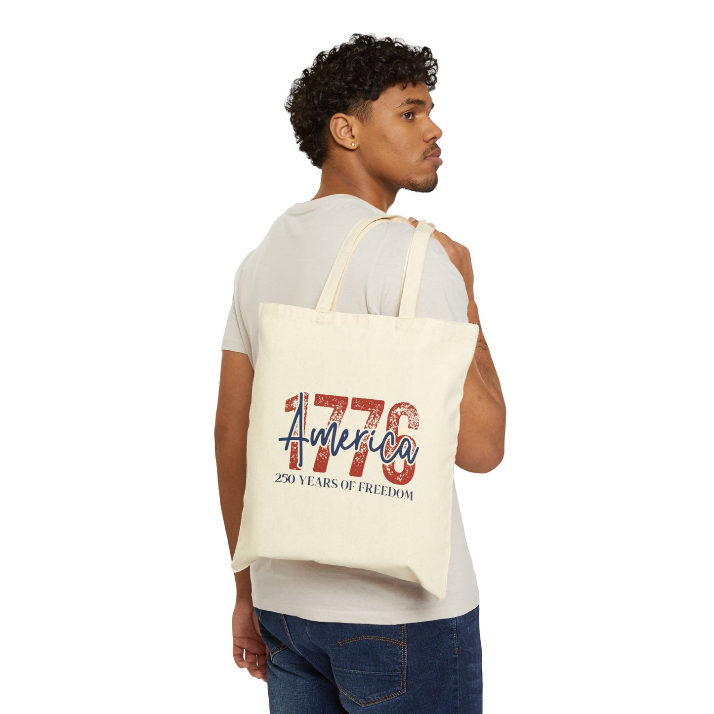 #250 1776 America: 250 Years of Freedom' Patriotic Independence Day Canvas Tote