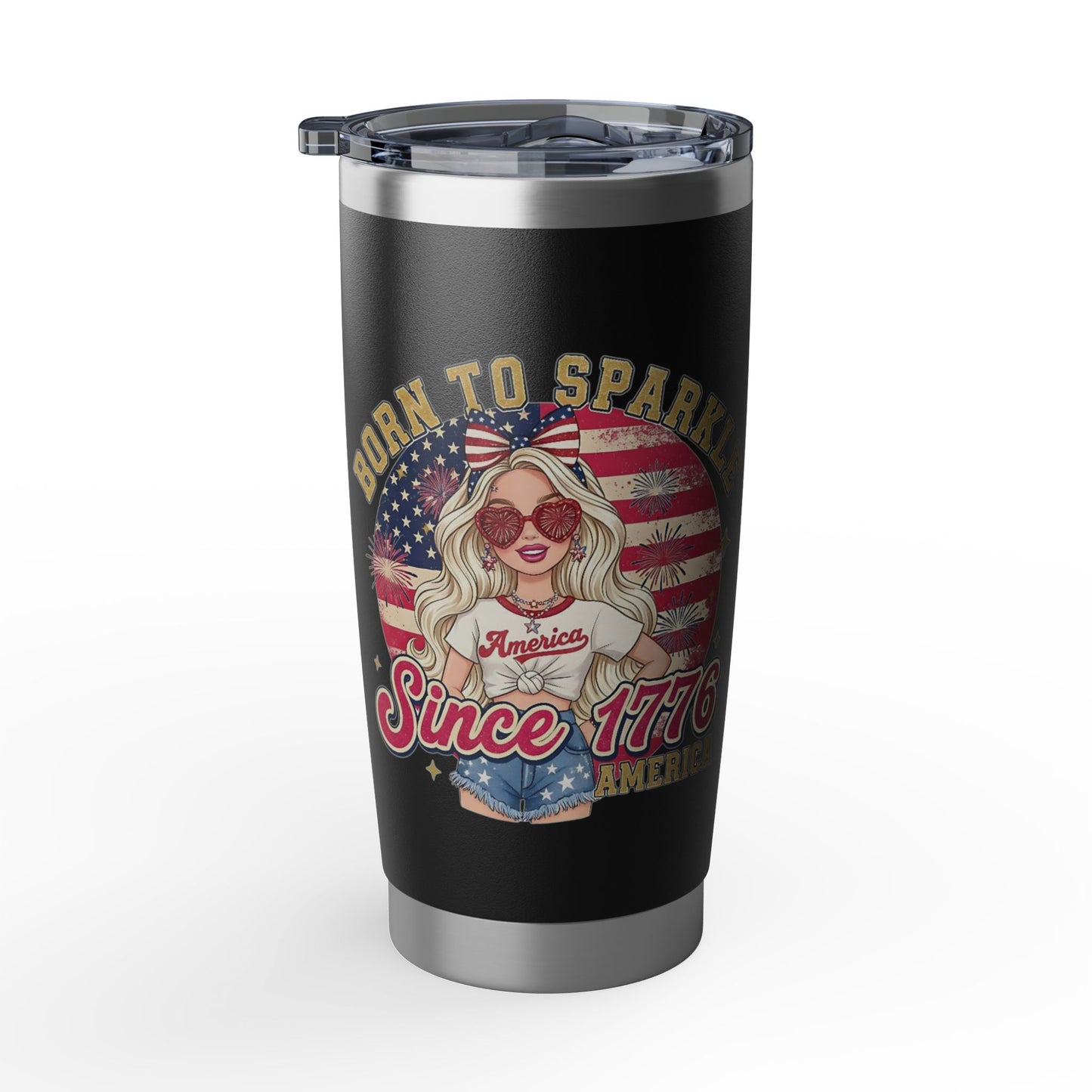 #250 "Born to Sparkle Since 1776" Patriotic 20oz Stainless Travel Tumbler 'Vagabond'