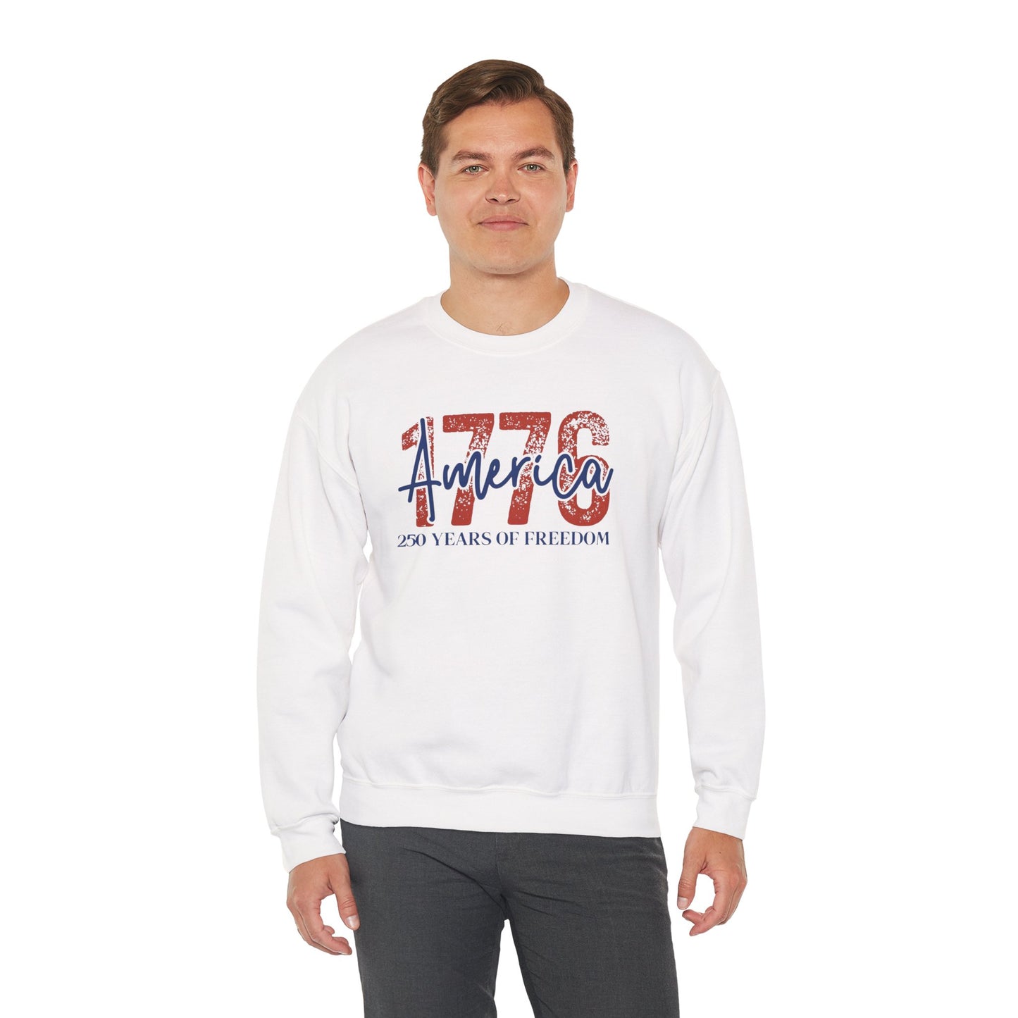 #250 1776 America: 250 Years of Freedom' Patriotic Independence Day Crewneck Sweatshirt