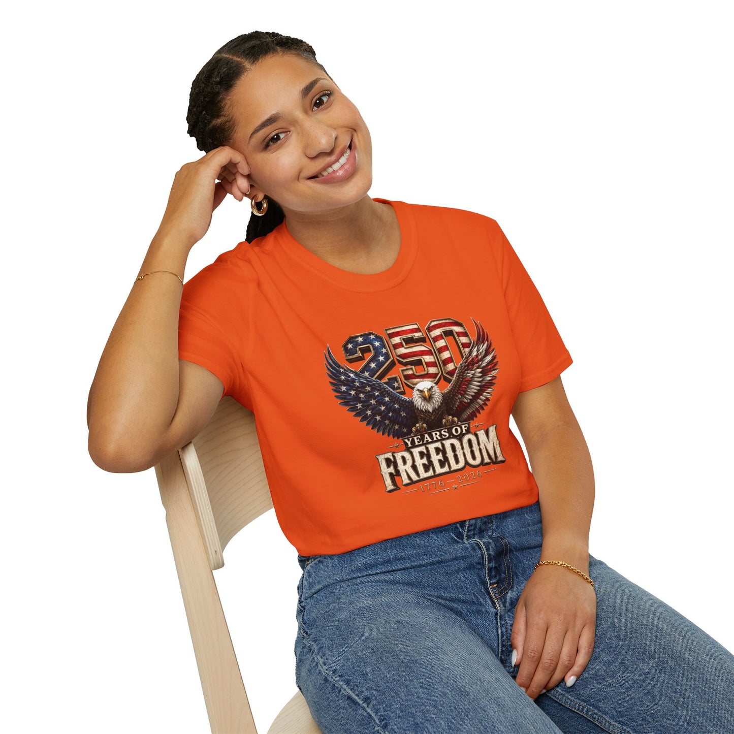 #250 250 Years of Freedom Eagle Patriotic American Flag Anniversary (1776–2026) T-Shirt