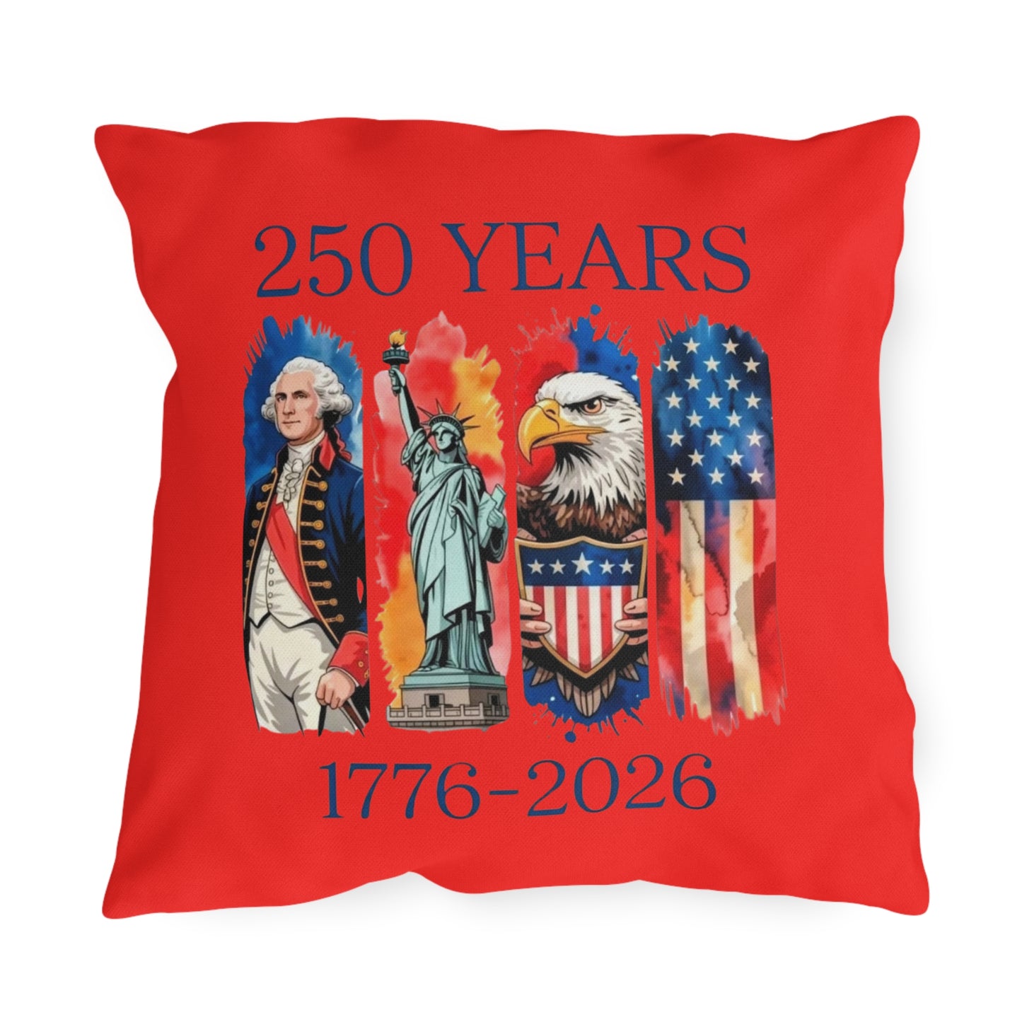 #250 250 Years American History Celebration 1776–2026 Patriotic Outdoor Throw Pillow