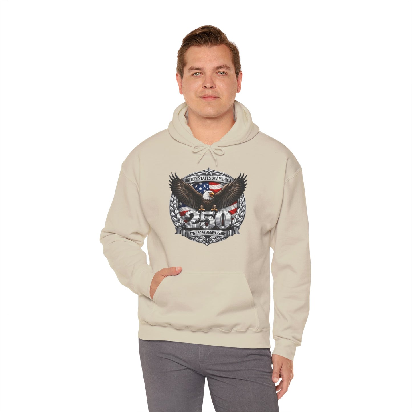 #250 Patriotic Bald Eagle 250 United States Emblem Hoodie