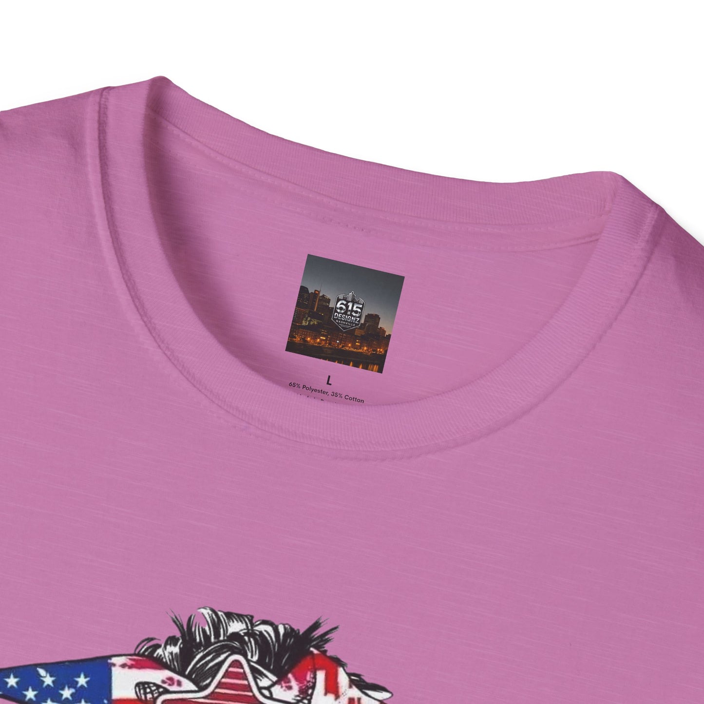 Mama USA Flag Messy Bun T-Shirt