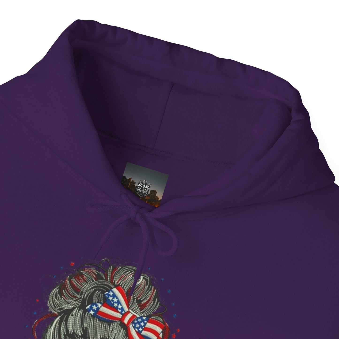 #250 "All American Girl" Patriotic Messy Bun Hoodie